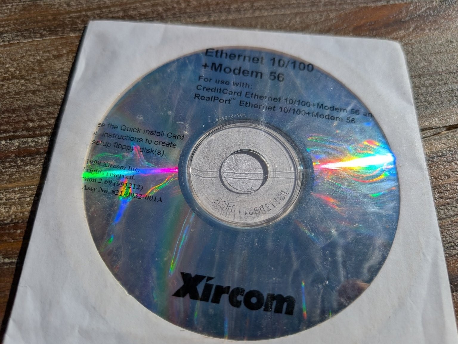 Xircom Ethernet 10/100 + Modem 56 Driver CD 1999 Vintage