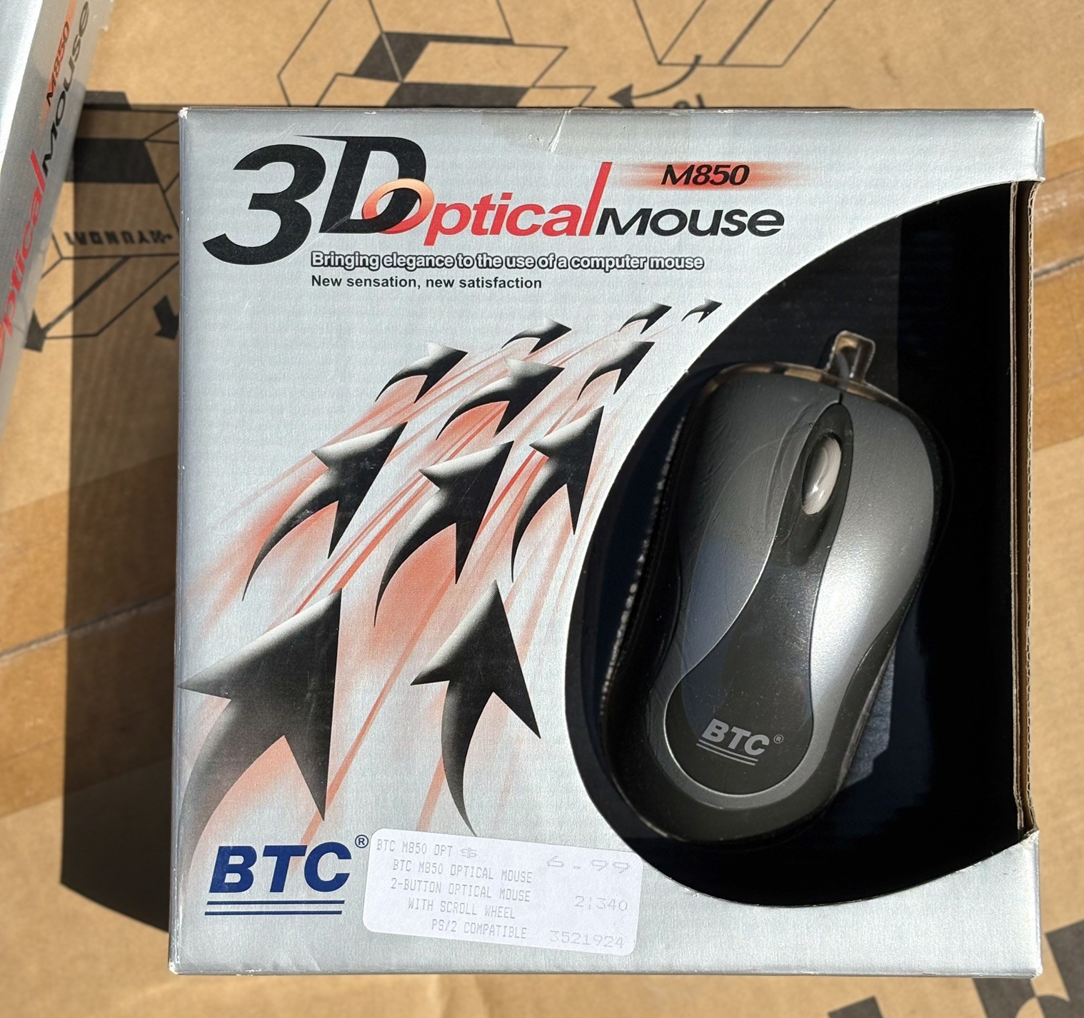 🔥Vintage BTC M850 3D Optical Mouse – New in Box – PS/2 – Retro PC Collectible🔥