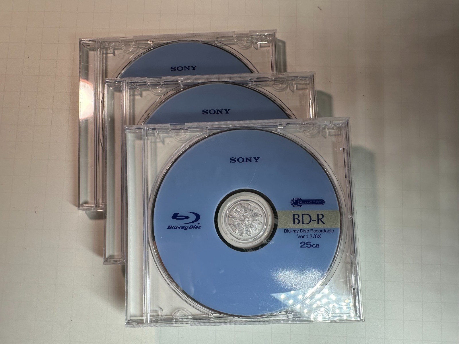 Sony Recordable BD-R  Blu-Ray Disc 25GB 6X New Jewel Case 3-Pack