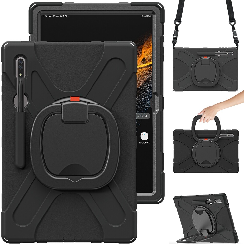 For Samsung Galaxy Tab S9 Ultra S9 Plus S8 Rotating Shockproof Carry Tablet Case