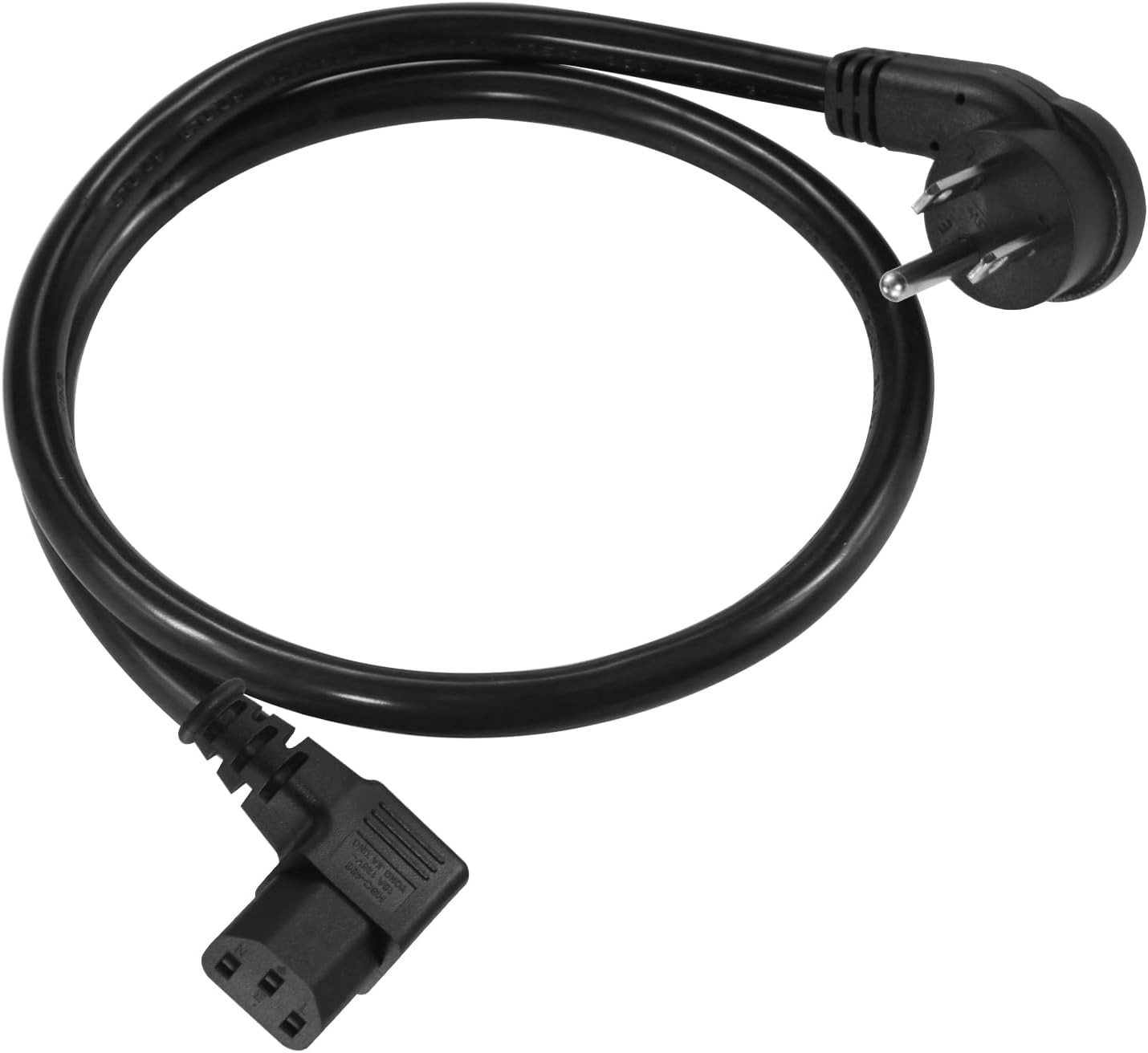 2FT 90Degree Computer Power Cord - Flat Plug to Right Angle IEC C13 Power Cord,U
