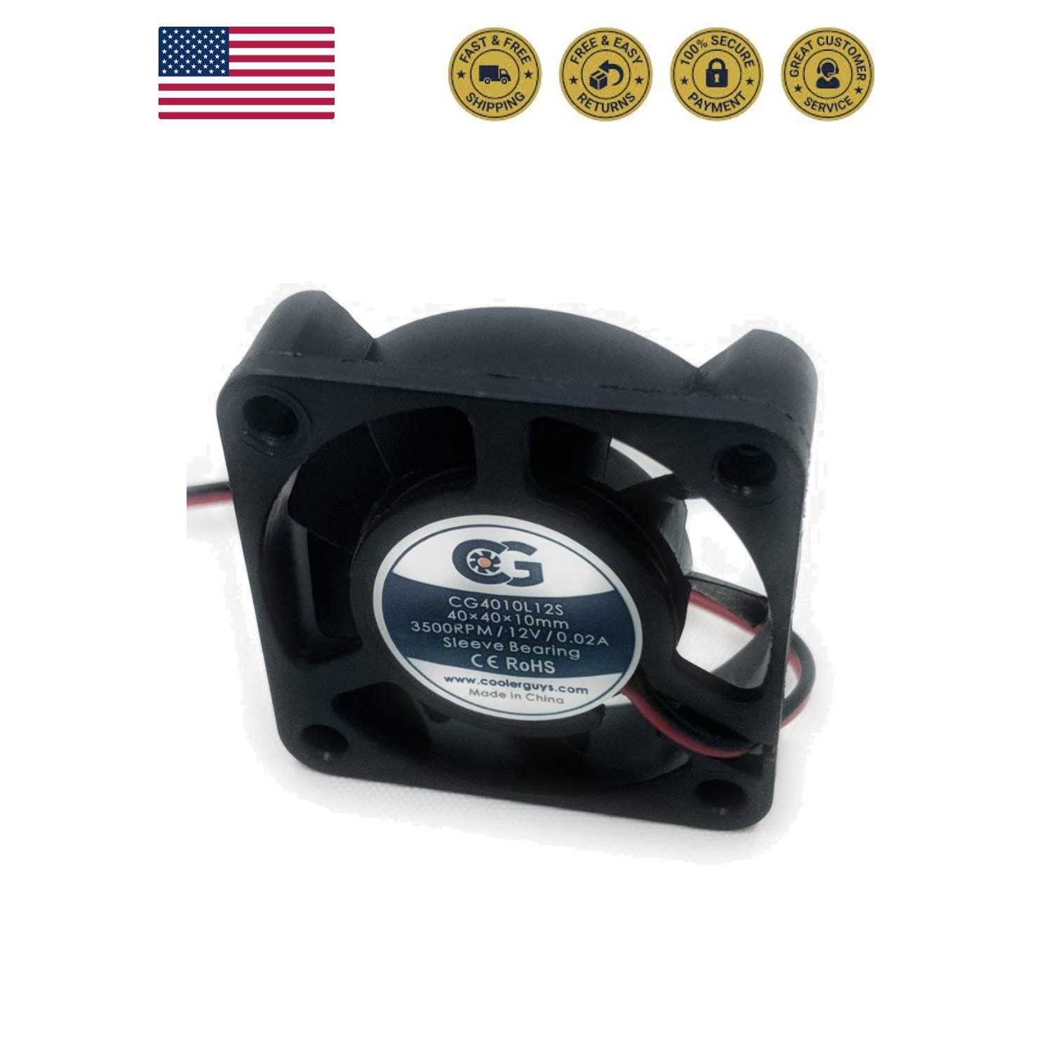 12v Ultra Quiet Fan for Pi Devices, 3D Printers, and Microelectronics 40x10mm