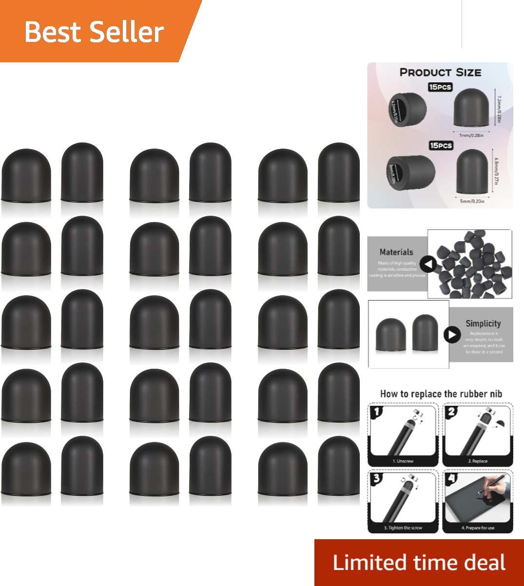 30 Pcs Silicone Stylus Pen Tips - Universal Nibs for Smooth Touch Screen Use