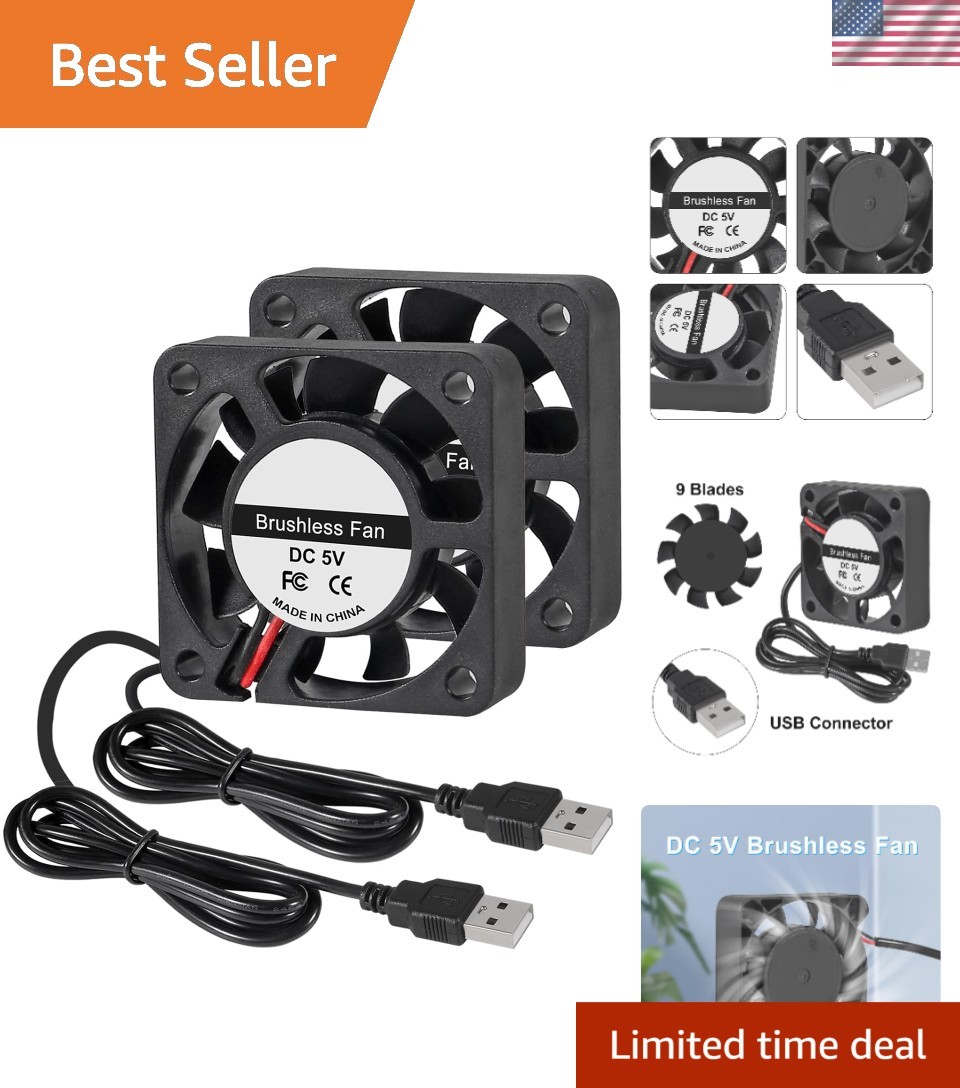 USB Powered Brushless Fan Set - 2Pcs 40mm for Efficient Electronics Cooling