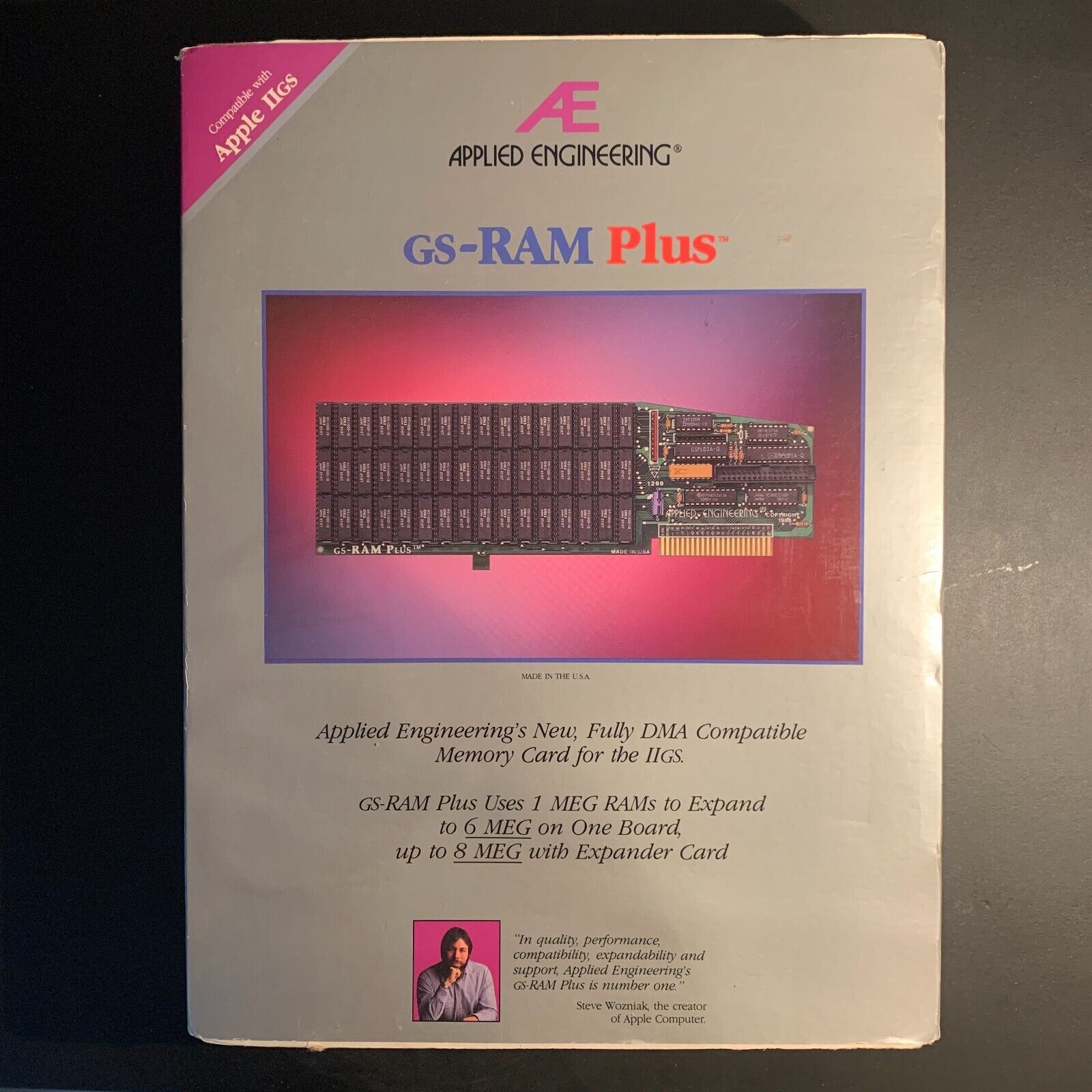 Applied Engineering GS-RAM Plus - Apple IIGS - 1MG Expandable - Full Box EX