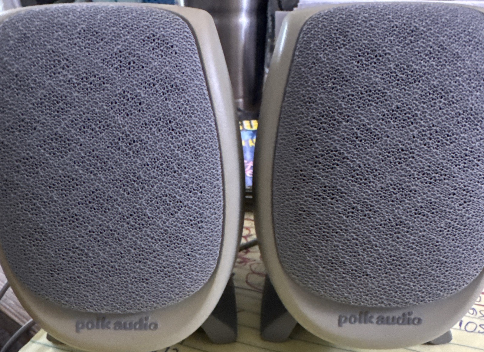 POLK AUDIO GRAY COMPUTER SPEAKERS-Rare Vintage-