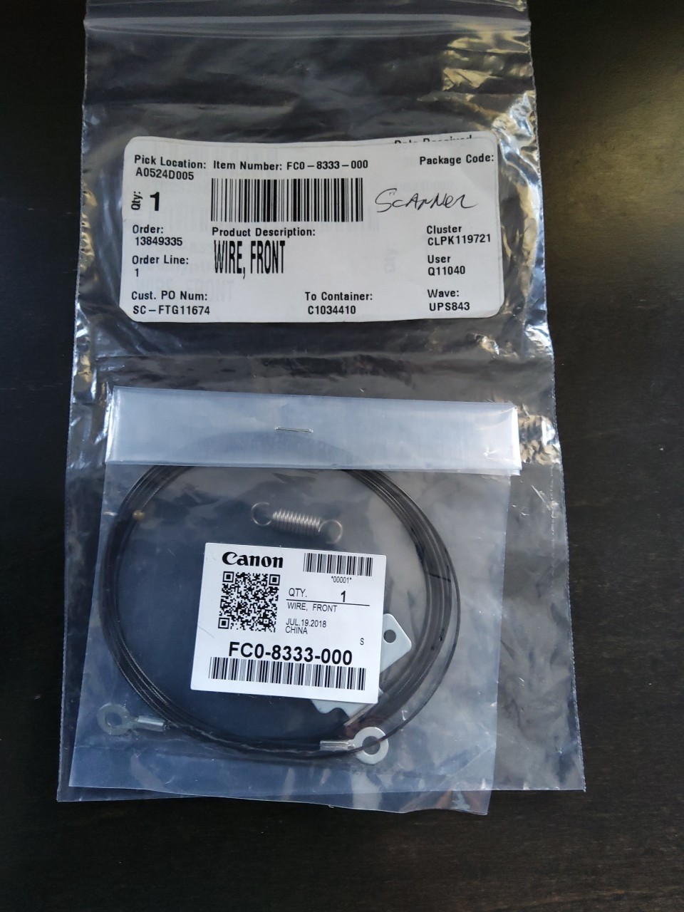 Canon FC0-8333 Scanner Wire Front FC8-6035 Wire Rear Lot Of 2 Wire Sets