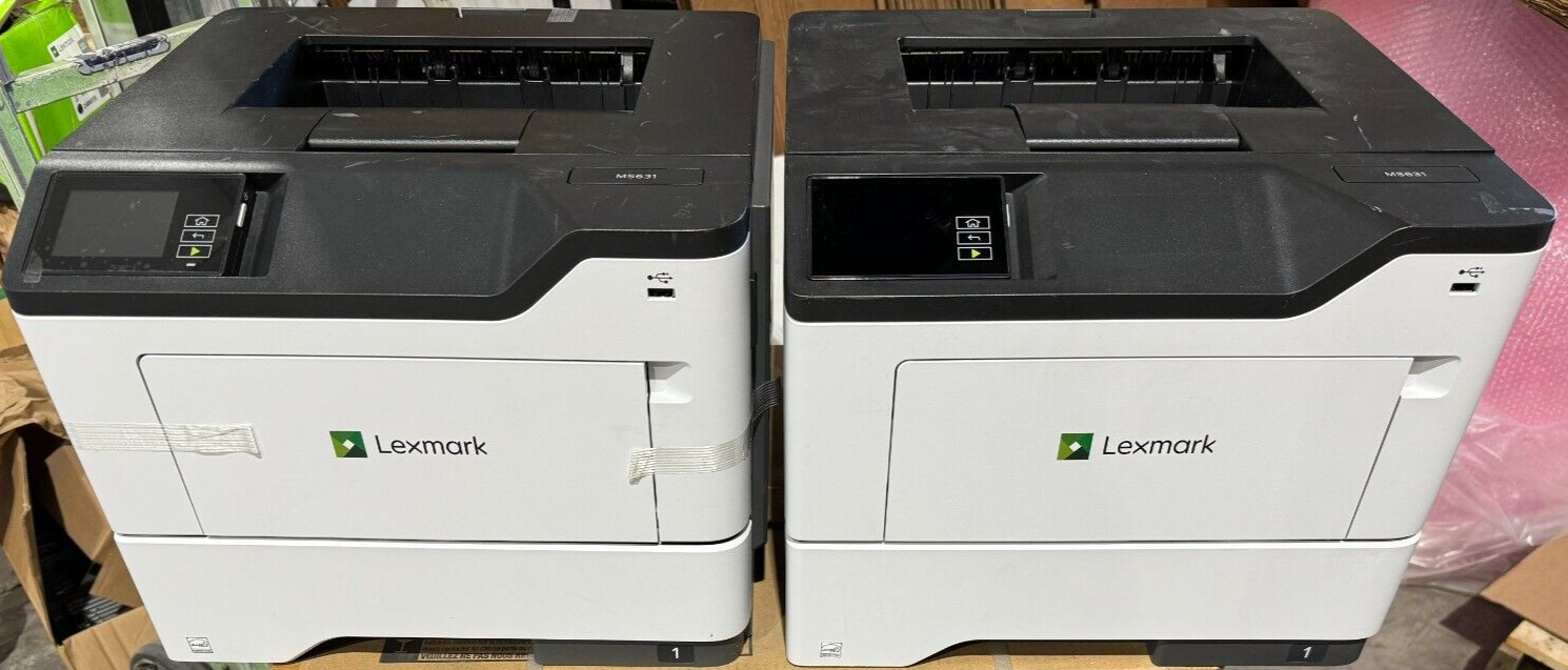 LOT QTY 2X Lexmark MS631 Desktop Wired Laser Printer - Monochrome - exact photos