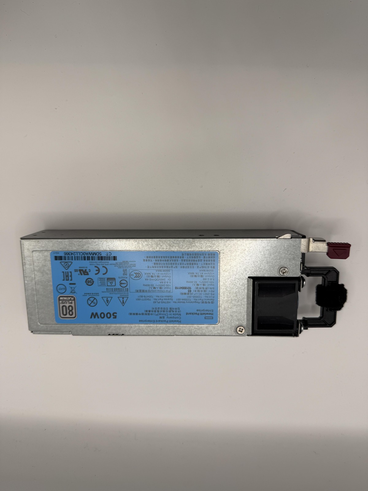 HPE 500W 80 Plus Platinum Hot Plug Server Power Supply Module HP PSU Silver