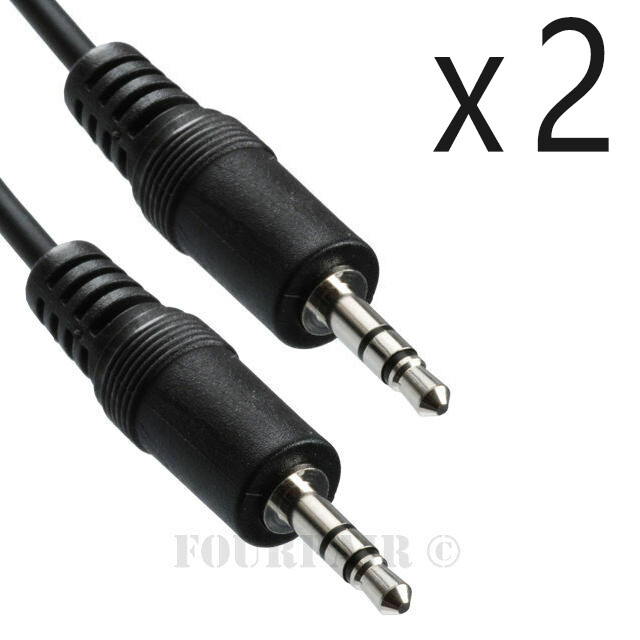 2 Pack Lot - 6ft 1/8" 3.5mm Audio Headphone Male Stereo Cable M/M MP3 Aux PC