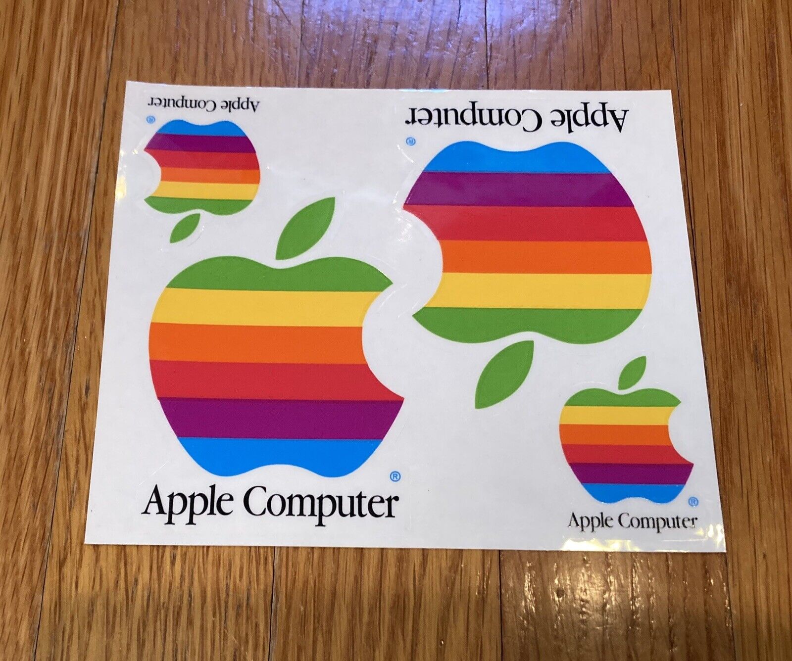 Vintage Apple Computer Stickers 1990 Rainbow Apple Decals NOS Sheet