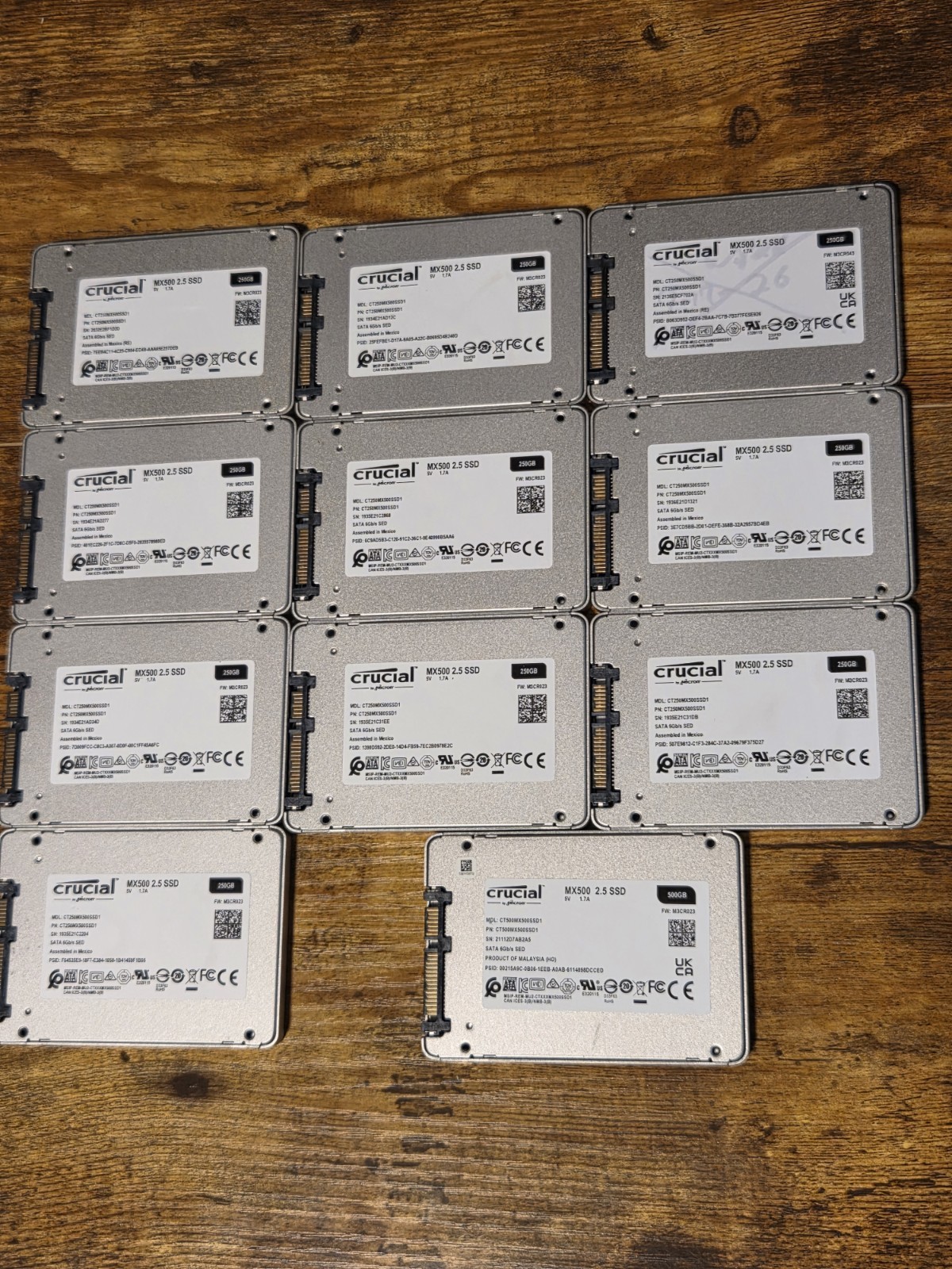 500GB/250GB Crucial MX500 SSD *Lot Of 11*  See Photos And Description
