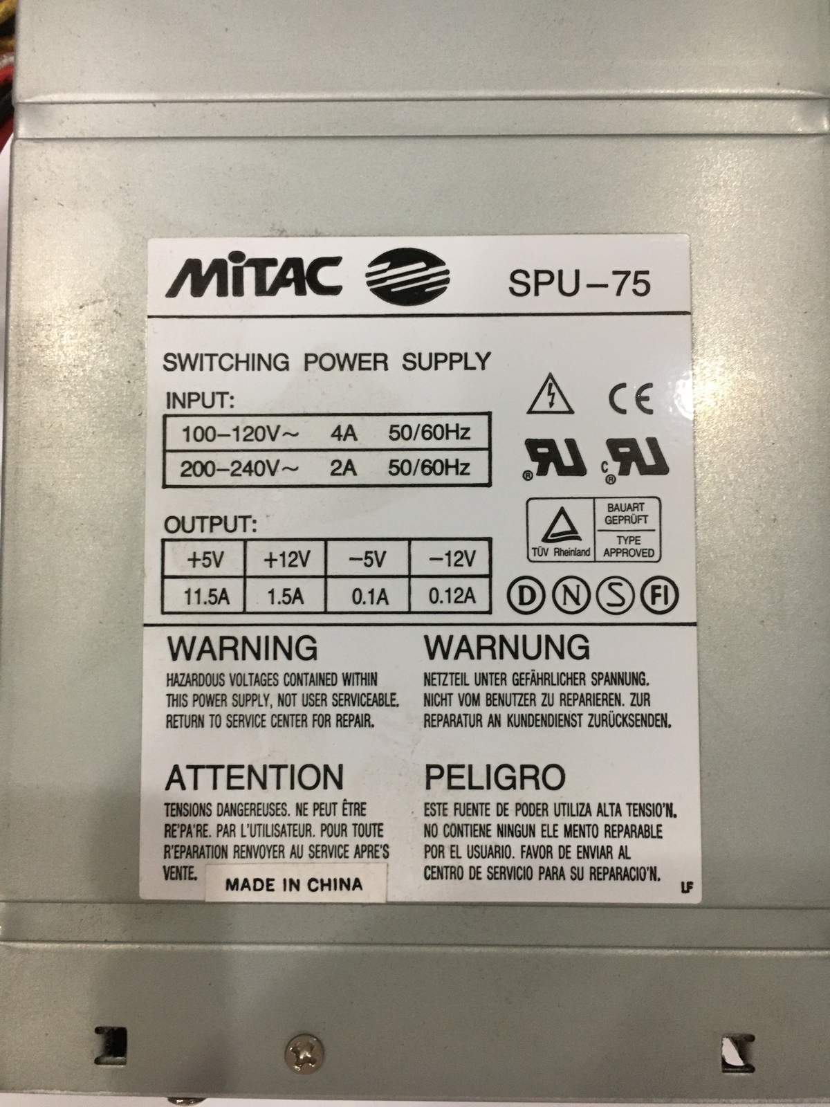 Mitac SPU-75 304231-001 75 Watt Power Supply