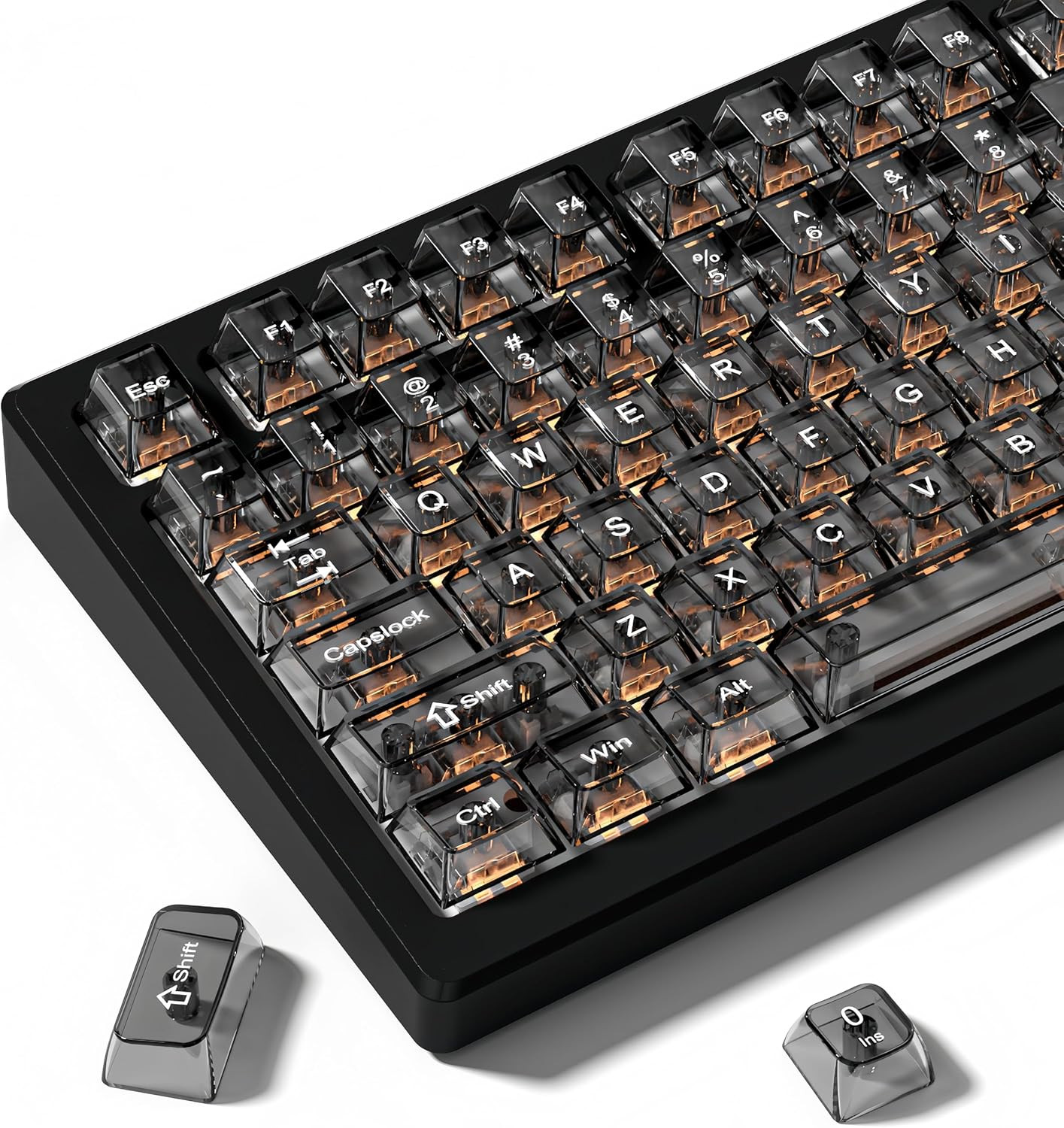 Black Transparent Keycap Set for 60% 75% 100% Mechanical Keyboards