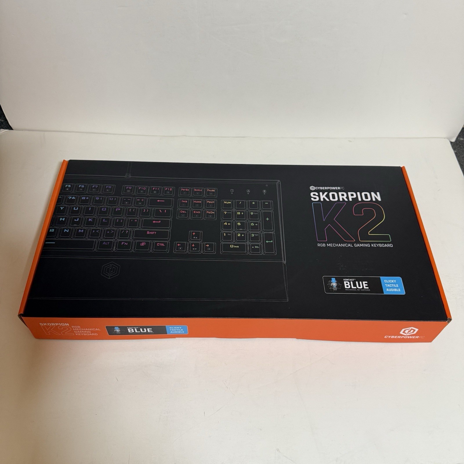 NEW CyberPowerPC Skorpion K2 RGB Gaming Keyboard w/ Kontact Blue Clicky Switches