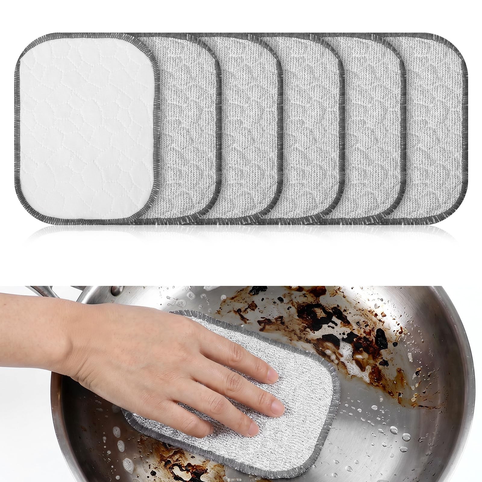 Thrymme 6 Pcs Mesh Dish Cloth, Metal Cloth Small, Silver Wire