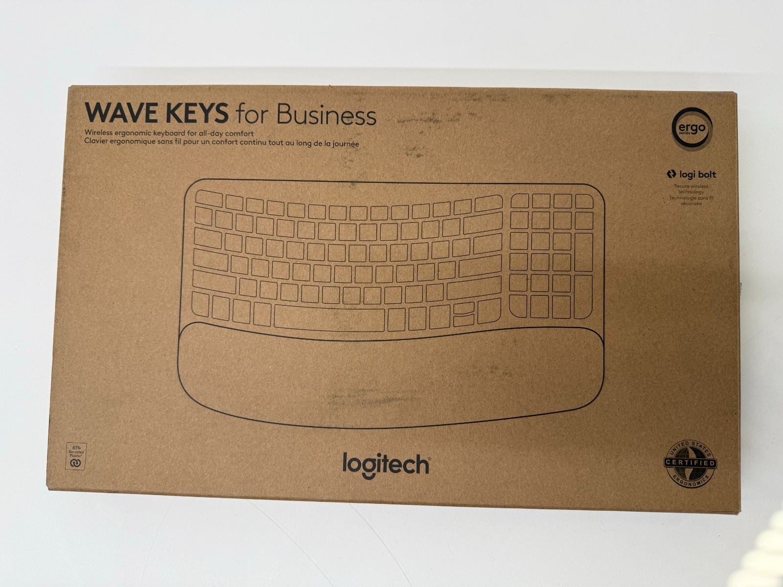 Logitech Ergo Series Wave Keys for Business Wireless Ergonomic Keyboard OPEN BOX