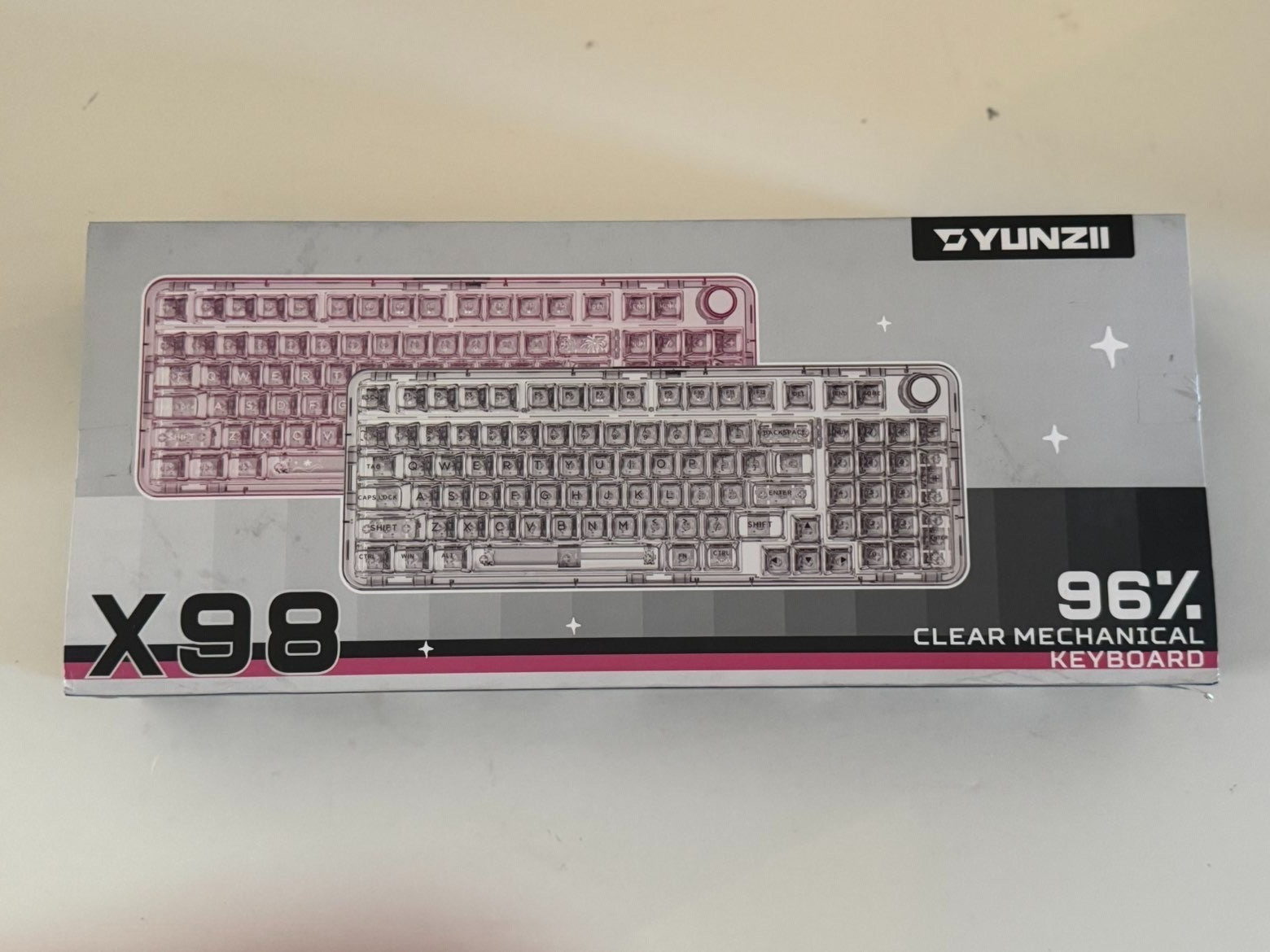 YUNZII X98 Clear 98-Key Wireless Mechanical Keyboard Built-In Battery English