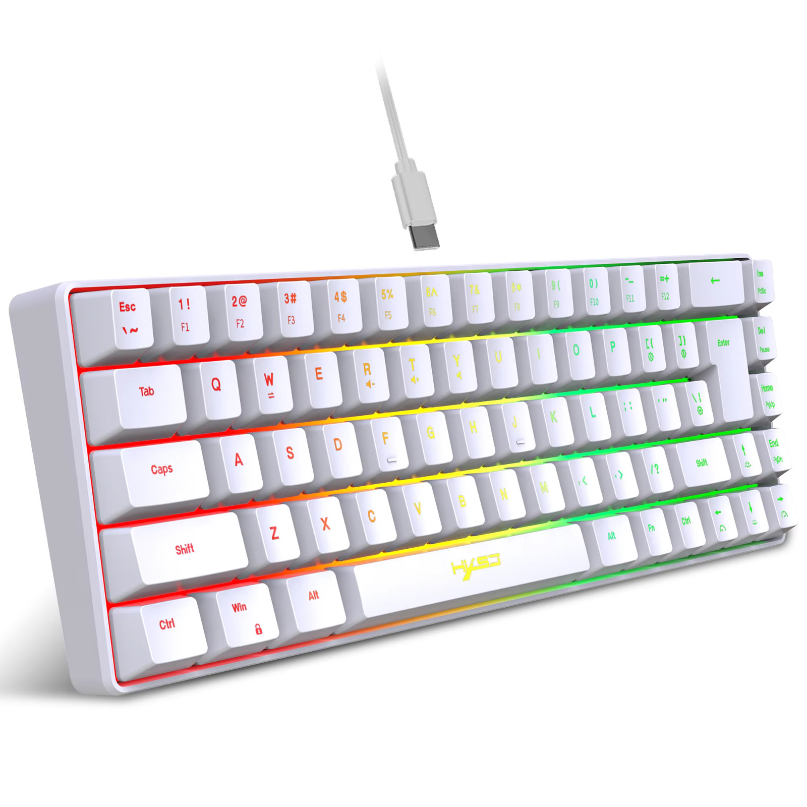 68 Keys Gaming Keyboard Wired RGB Backlit Mechanical Feel Portable Mini Keyboard