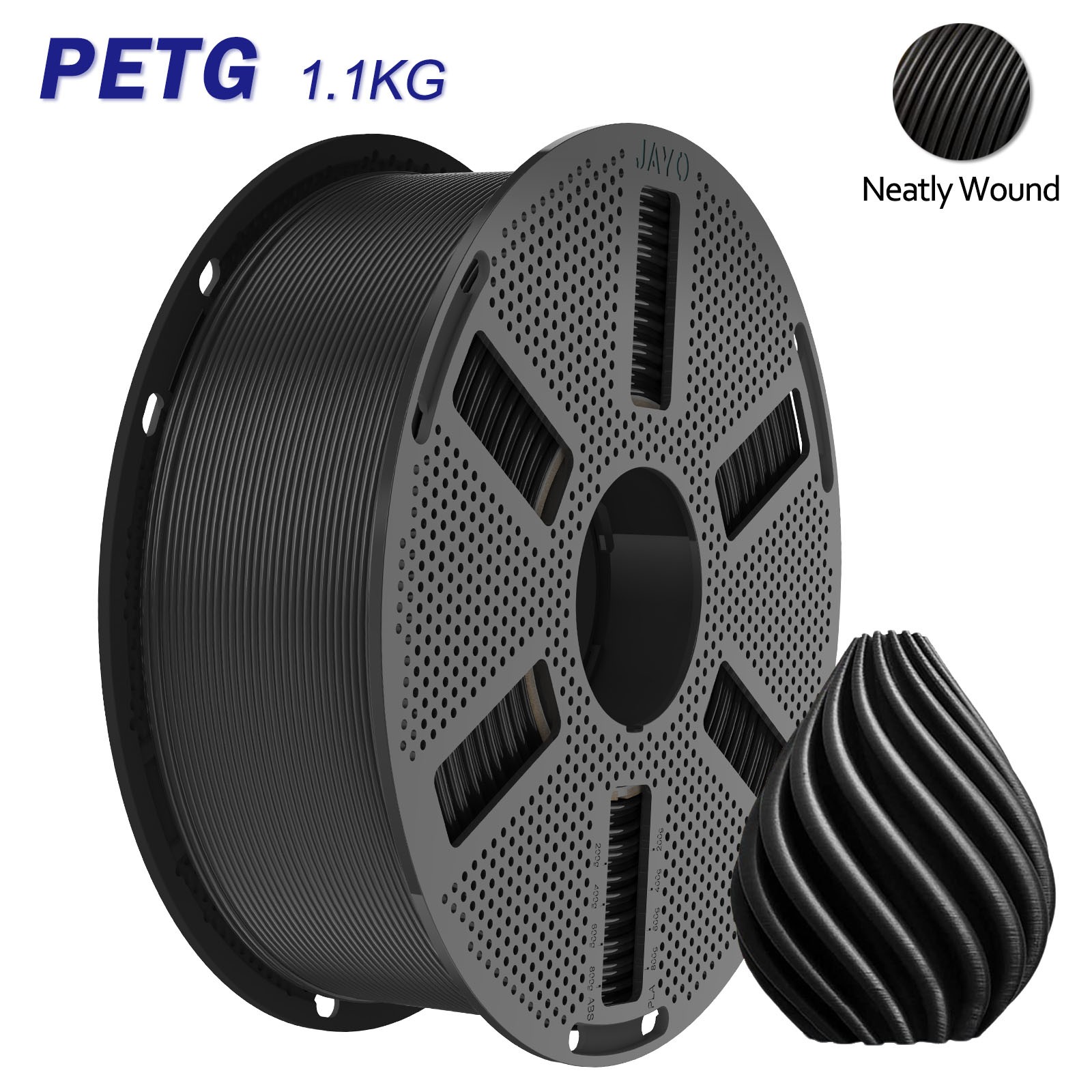 JAYO 1.1KG PETG 3D Printer Filament 1.75mm High Stability Clog-Free Multicolor