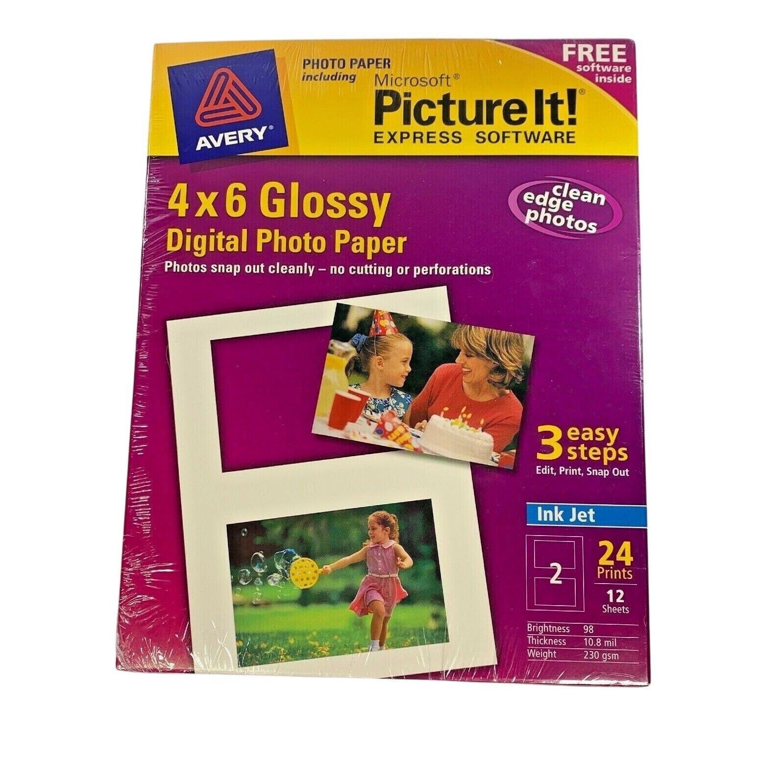 AVERY Digital Photo Paper Glossy Inkjet 4x6 Photos w/ Software 2 Pkgs of 24