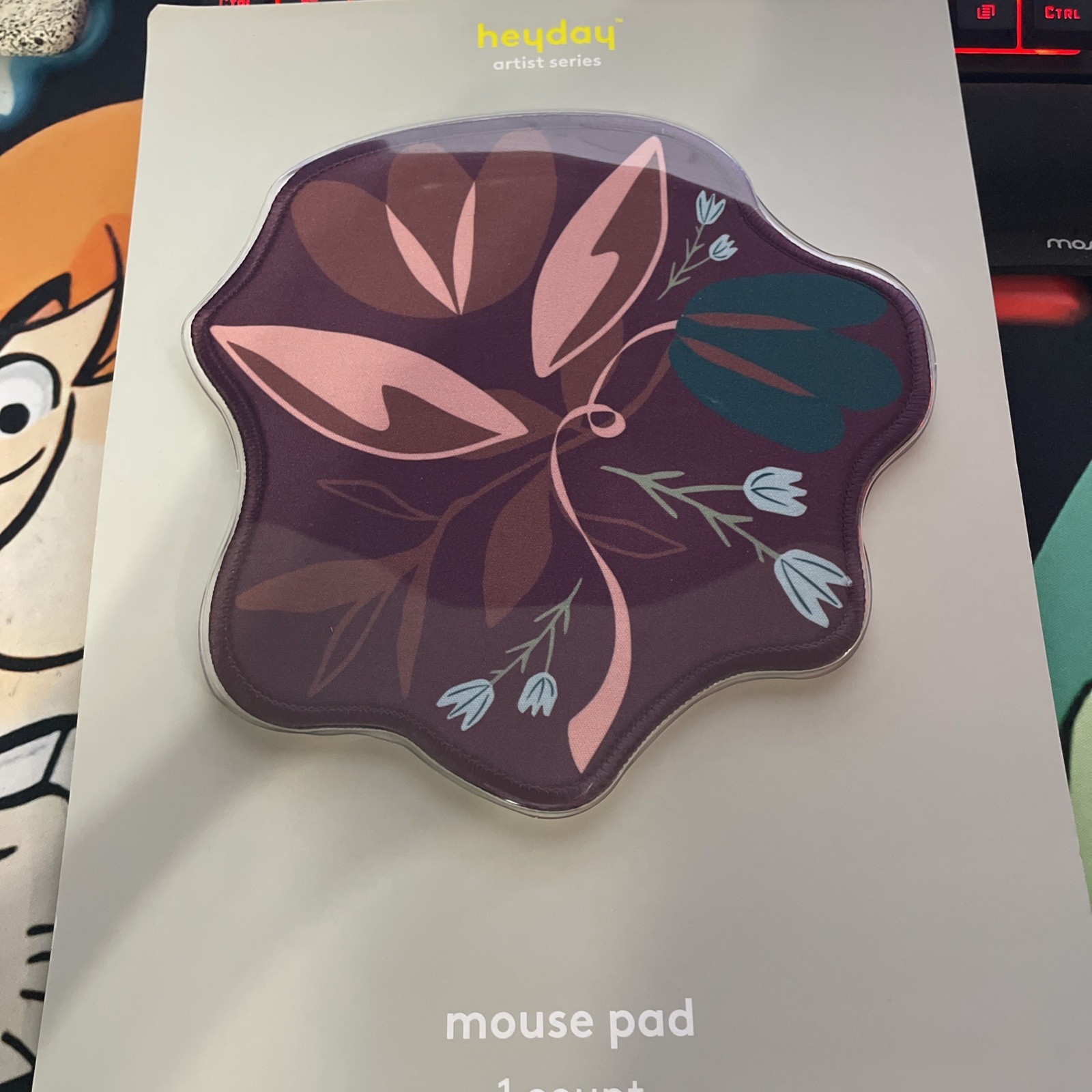 Z6N Heyday Artist Series Mouse Pad Floral Shape Allie Dettmann Design Purple New