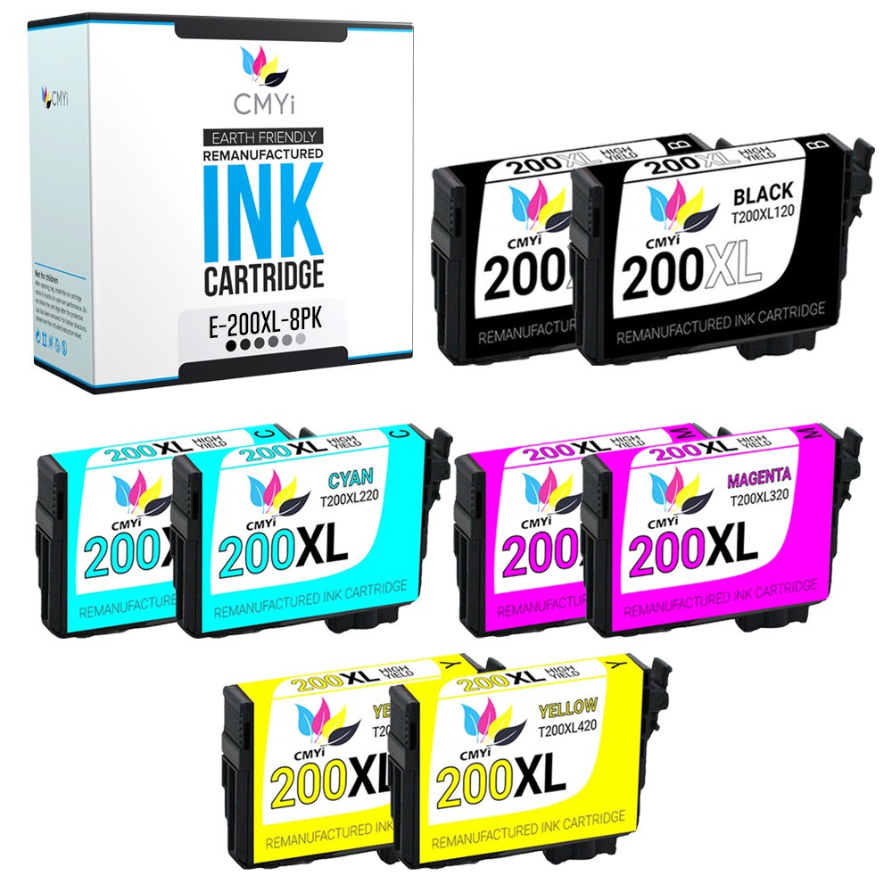CMYi 8X Replacement 200XL Printer Cartridges for Epson Expression XP-200 300 310