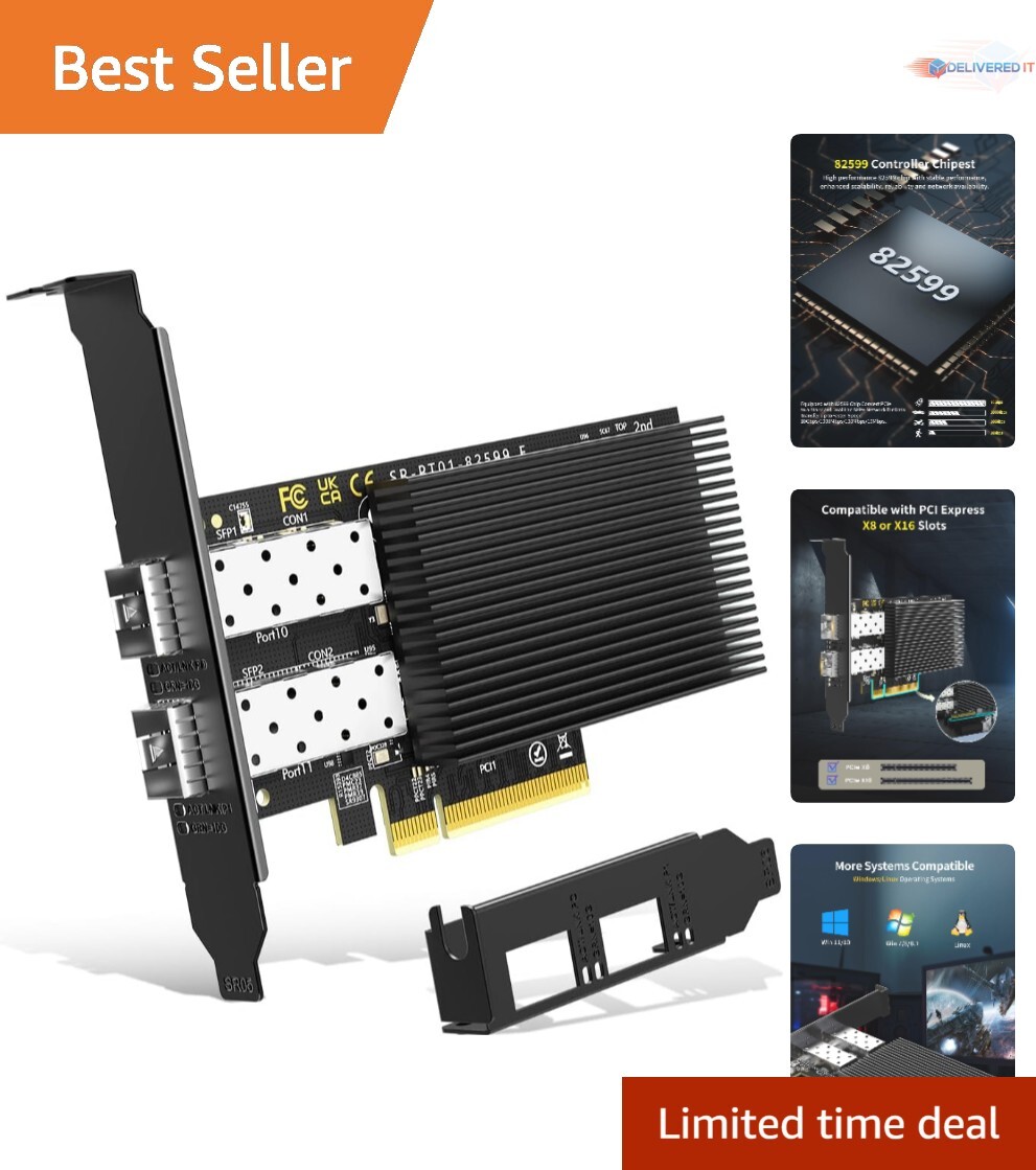 10Gb Dual LAN PCI-e Network Card, Ethernet Adapter, 10G SFP Ports, Stable Con...