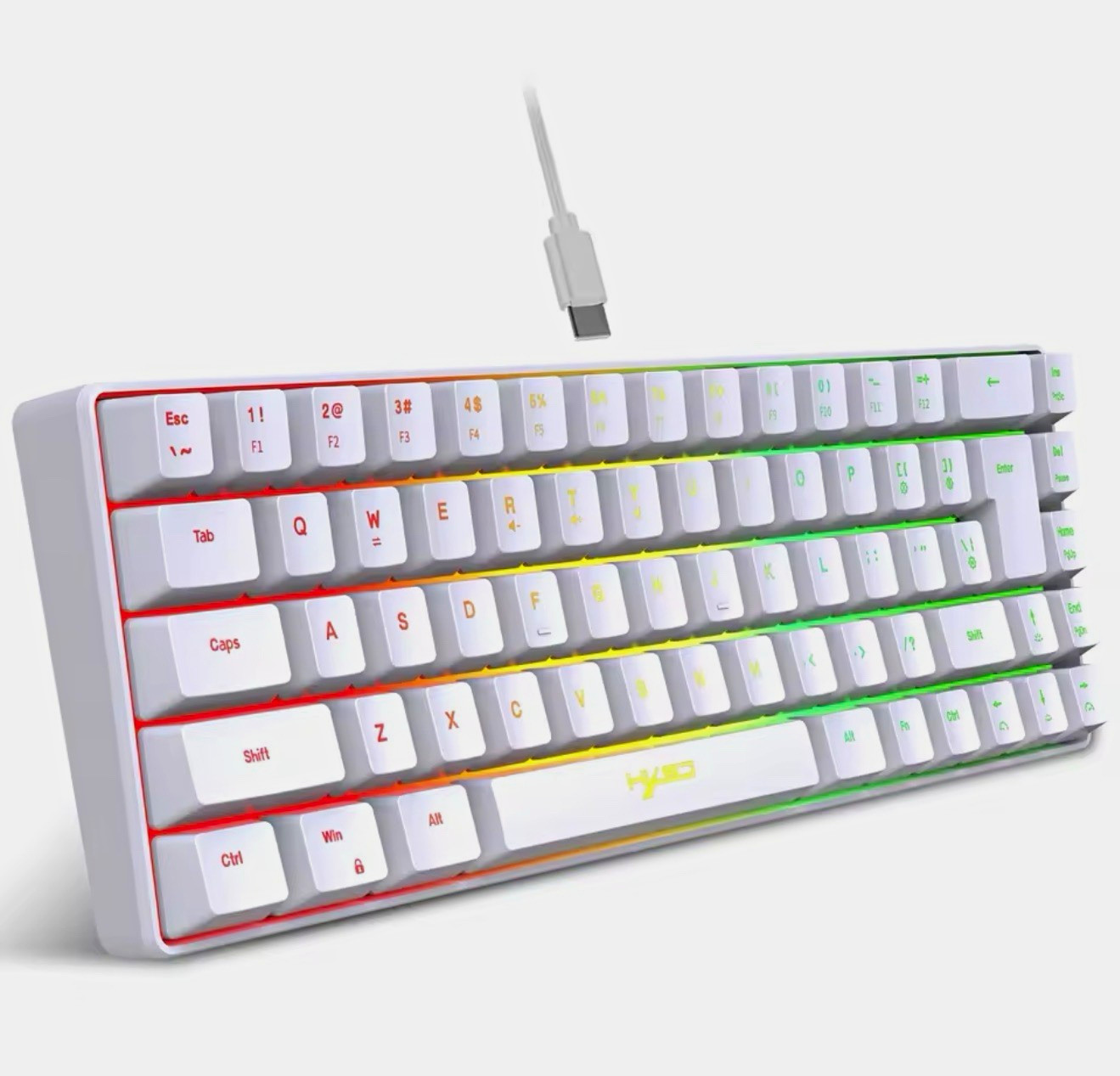 Compact Wired USB-C Illuminated White Keyboard, English QWERTY 310mm