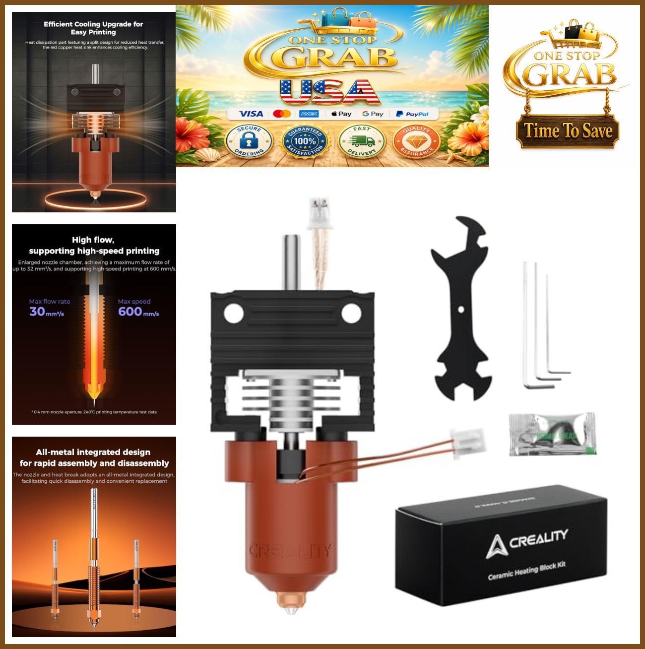 3D Printer Hotend Upgrade Kit Ceramic Heater Quick Swap Nozzle Titanium Heat