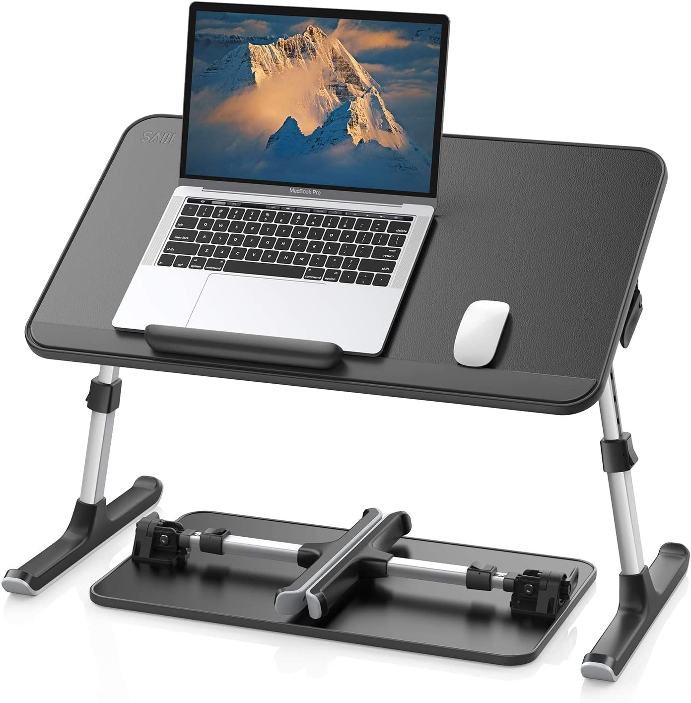 Non-Slip Leather Laptop Bed Tray Table,Lap Desk with Laptop Stopper | Portable H