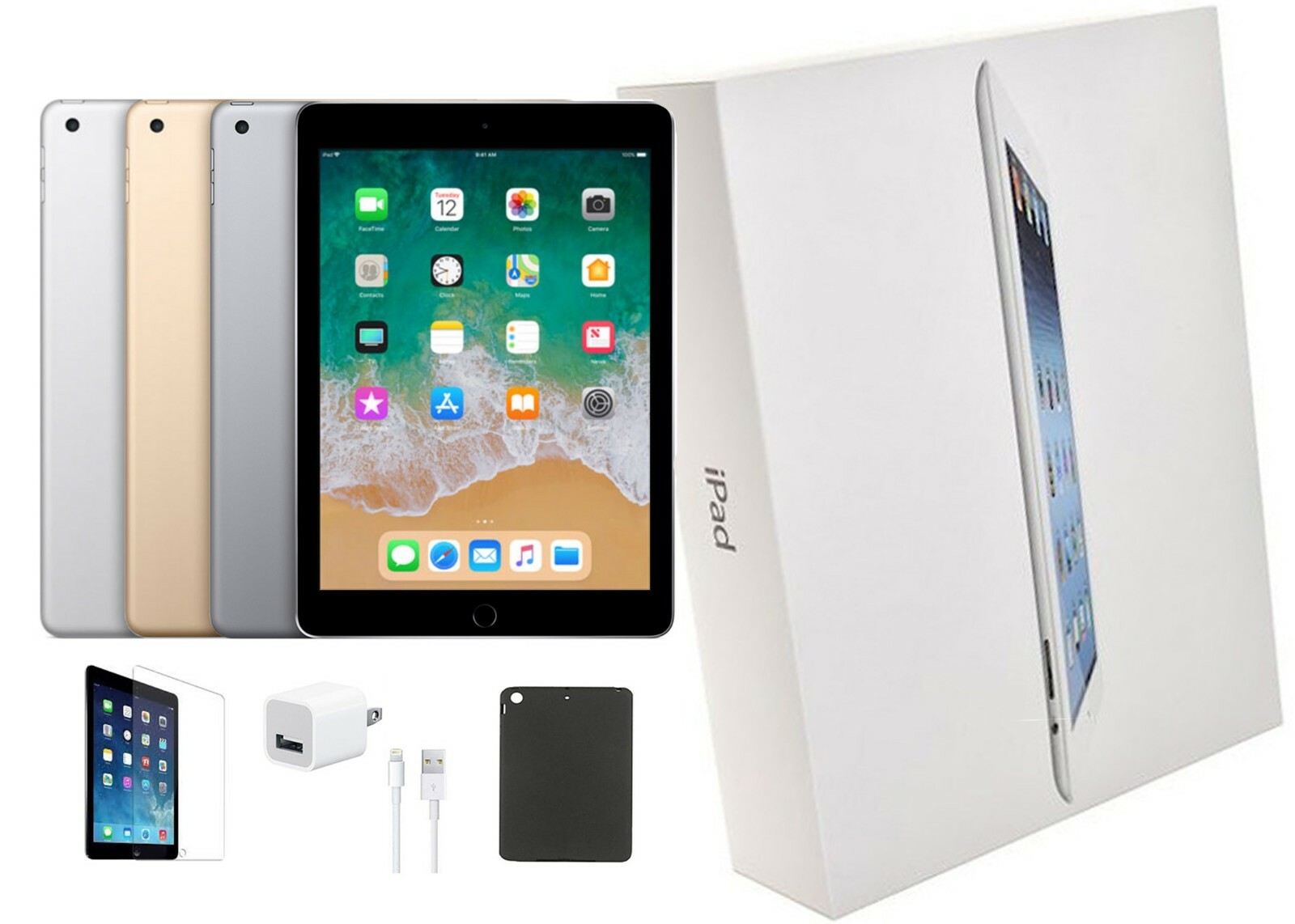 Apple iPad 5/6/Airs/Pros - Silver/Gold/SpaceGray, WiFi Only, and Includes Bundle