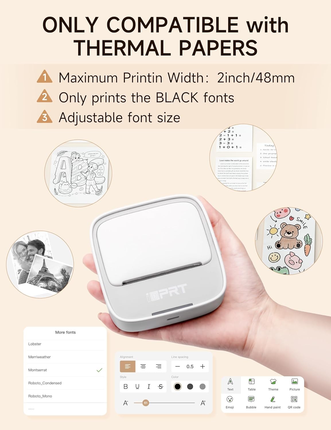 iDPRT Mini Printer with Sticker Paper, Portable Sticker Printer Efficiently and 