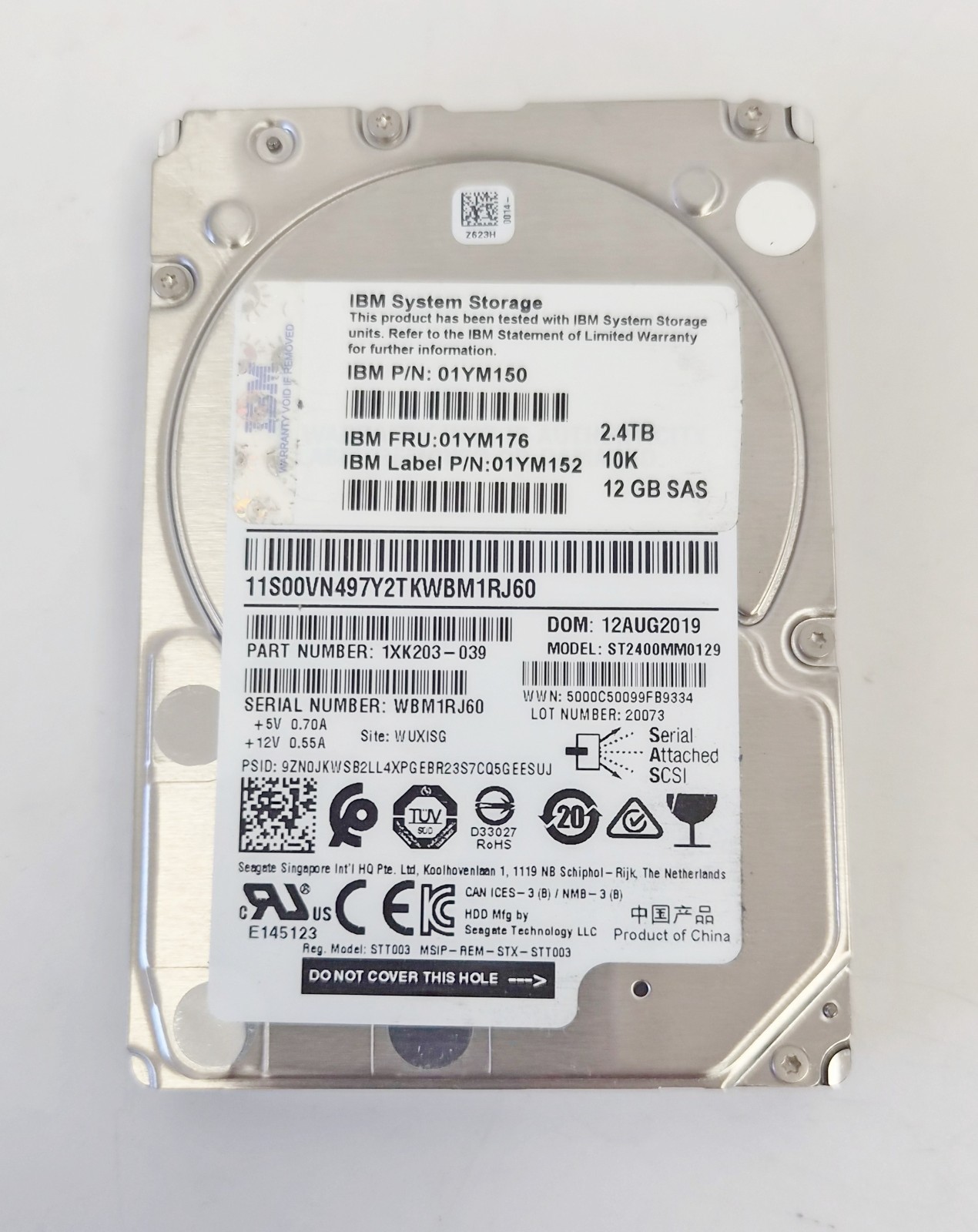 IBM Seagate ST2400MM0129  2.4TB 10K 2.5" SAS 12 Gb/s HDD  01YM150  01YM176