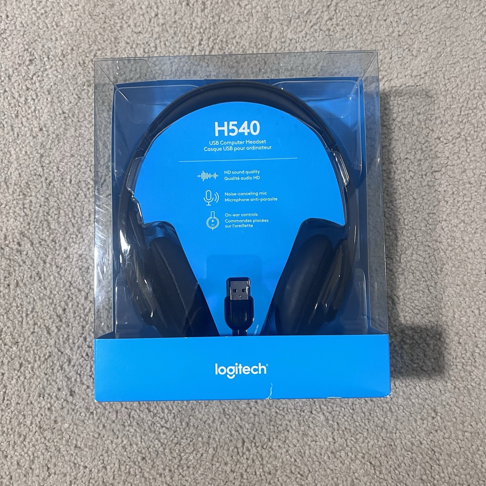 Logitech H540 Black Headband Headset USB Computer Nose-canceling Mic Controls
