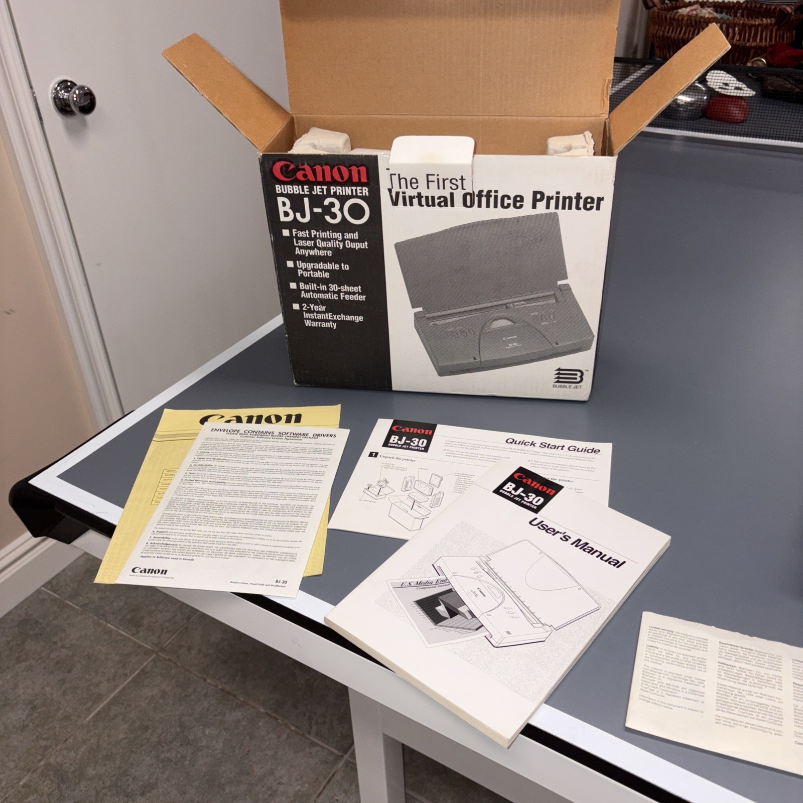NEW VINTAGE CANON BJ-30 BUBBLE JET PRINTER BJ30 Never used Circa 1995