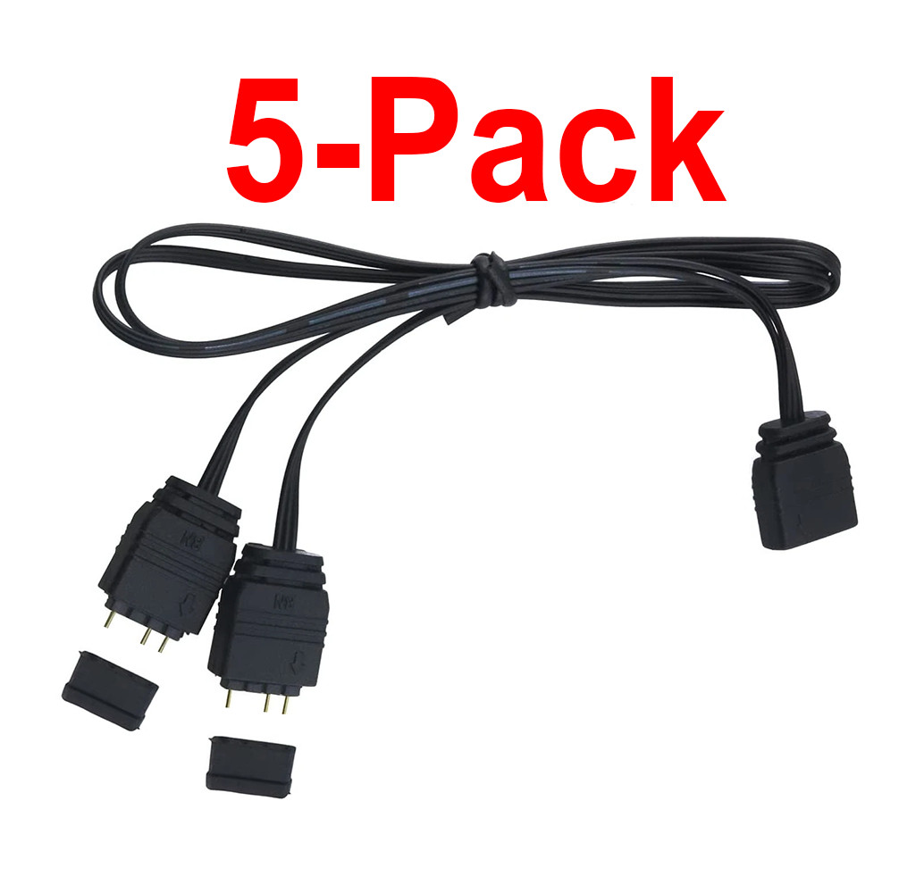 ARGB Splitter Cable 5V 1 Female to 2 Male 3 Pin 15-Inch (5-Pack)