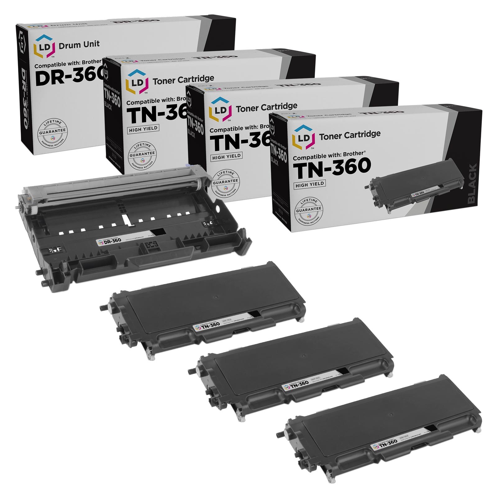LD Comp Brother 3x TN360 Toner 1x DR360 Drum Combo Pack: DCP HL printers