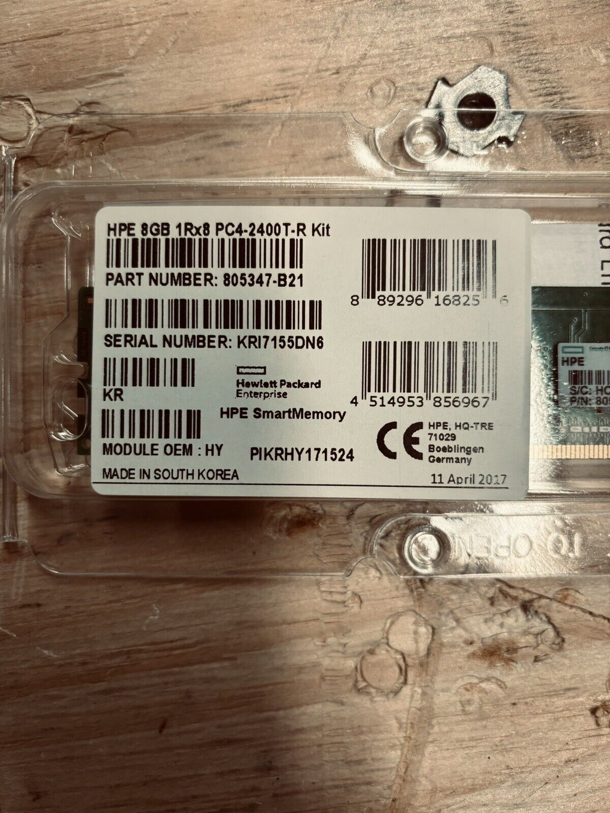 805347-B21 (HPE) 8GB 1Rx8 PC-2400T-R-Kit Smart Memory