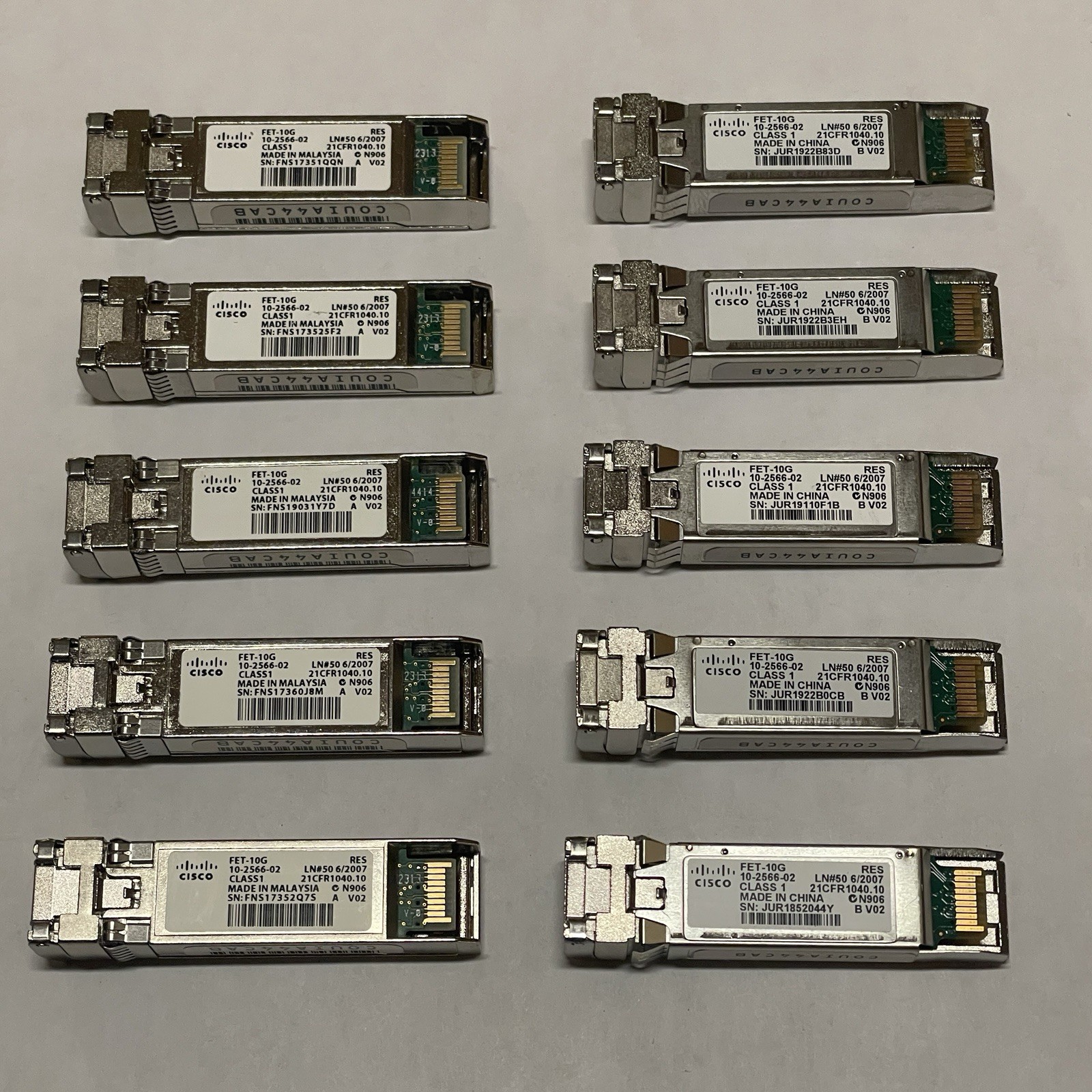 Cisco FET-10G 10GBase-SR SFP+ | Untested | US Fast Shipping | Bulk Lot of 10