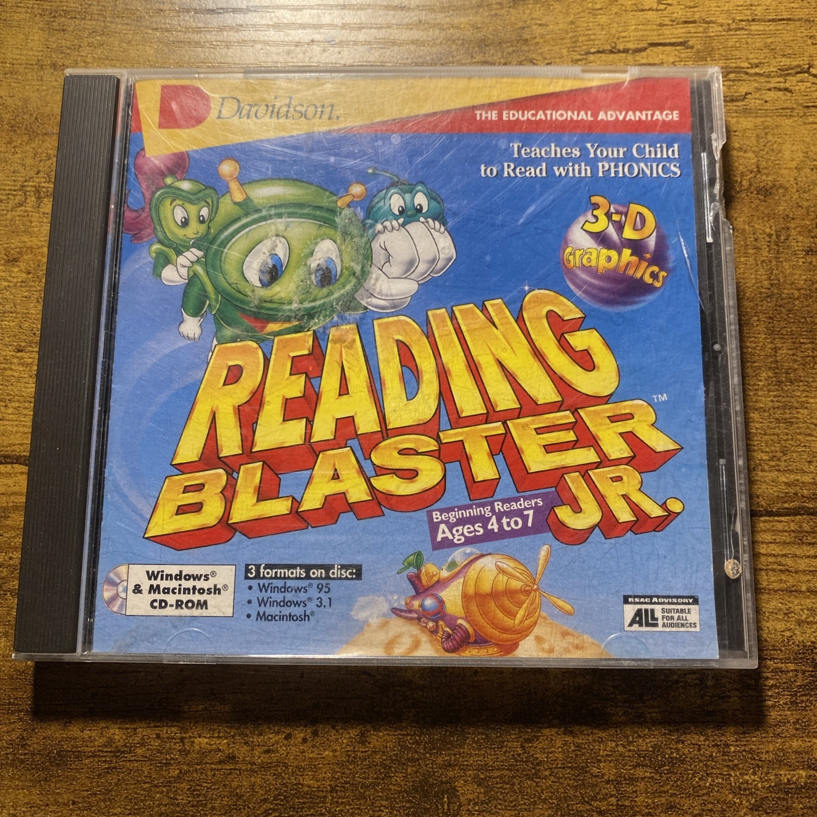 Vtg Reading Blaster Jr CD-ROM Phonics 1996 Davidson Age 4-7 Homeschool Win Mac