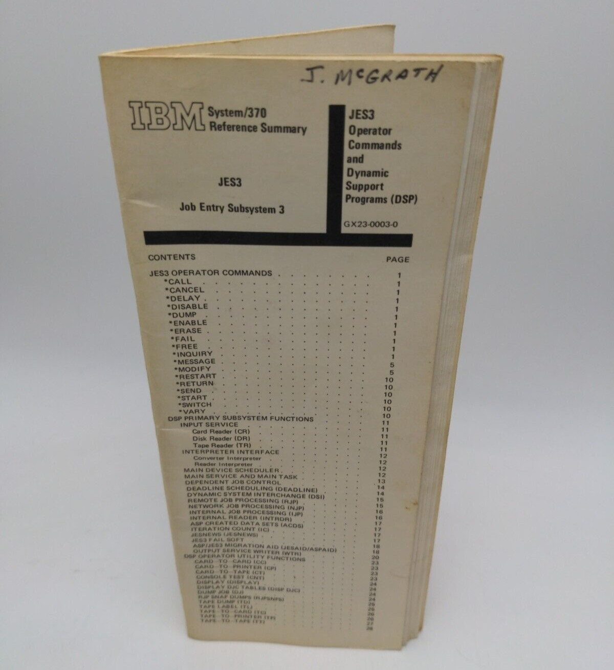 IBM System/370 JES3 Reference Summary Booklet 1976 Vintage System 370 Mainframe