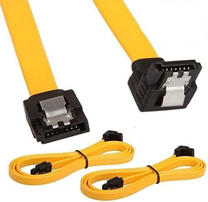 2Pack 90 Degree Right-Angle SATA III Cable 6.0 Gbps with Locking Latch 32Inch Ye