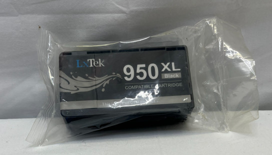 LxTek 950XL Black printer ink cartridge, Factory Sealed Bag