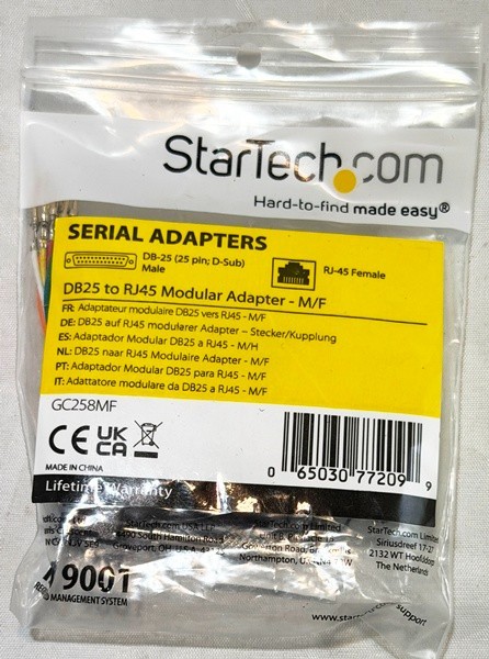 StarTech GC258MF DB25 to RJ45 Modular Adapter - M/F 1 x DB-25 Male - 1 x RJ-45