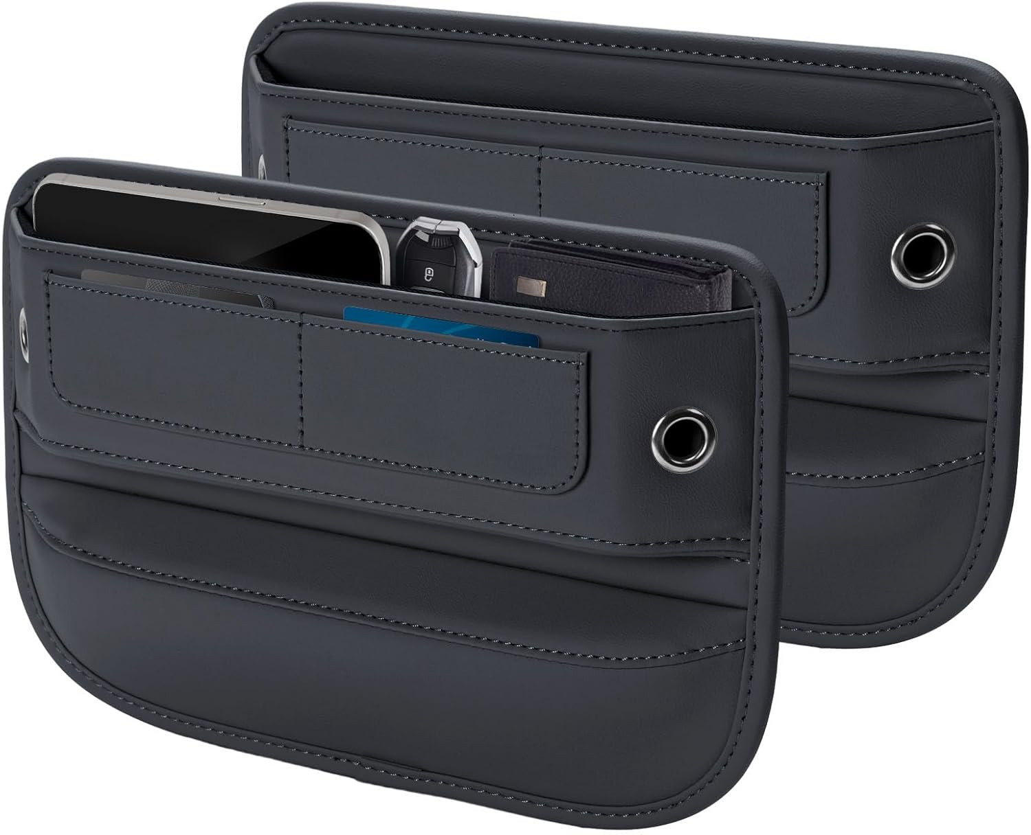 Universal Fit Premium Leather Car Seat Gap Filler Organizer, Center Console Orga