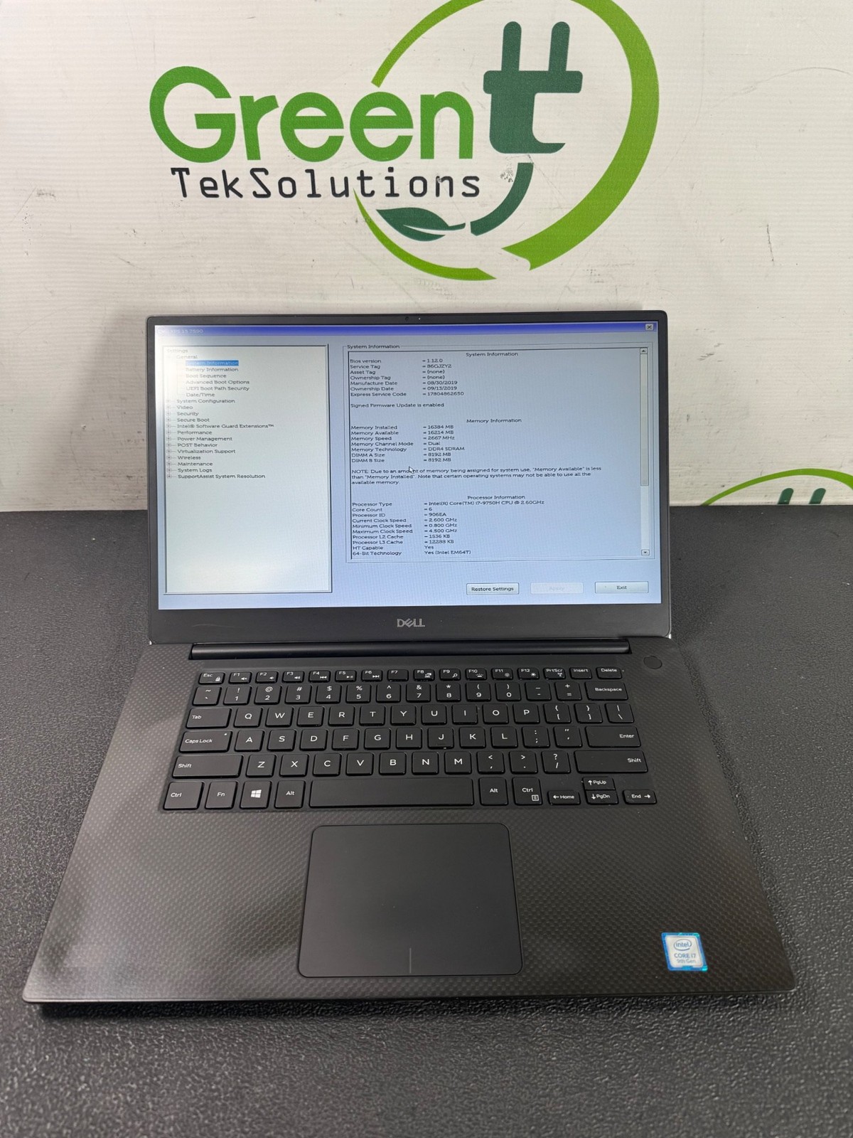 Dell XPS 15 7590 15.6" i7-9750H 16GB DDR4 512GB SSD GTX 1650 Win 11 Pro - READ