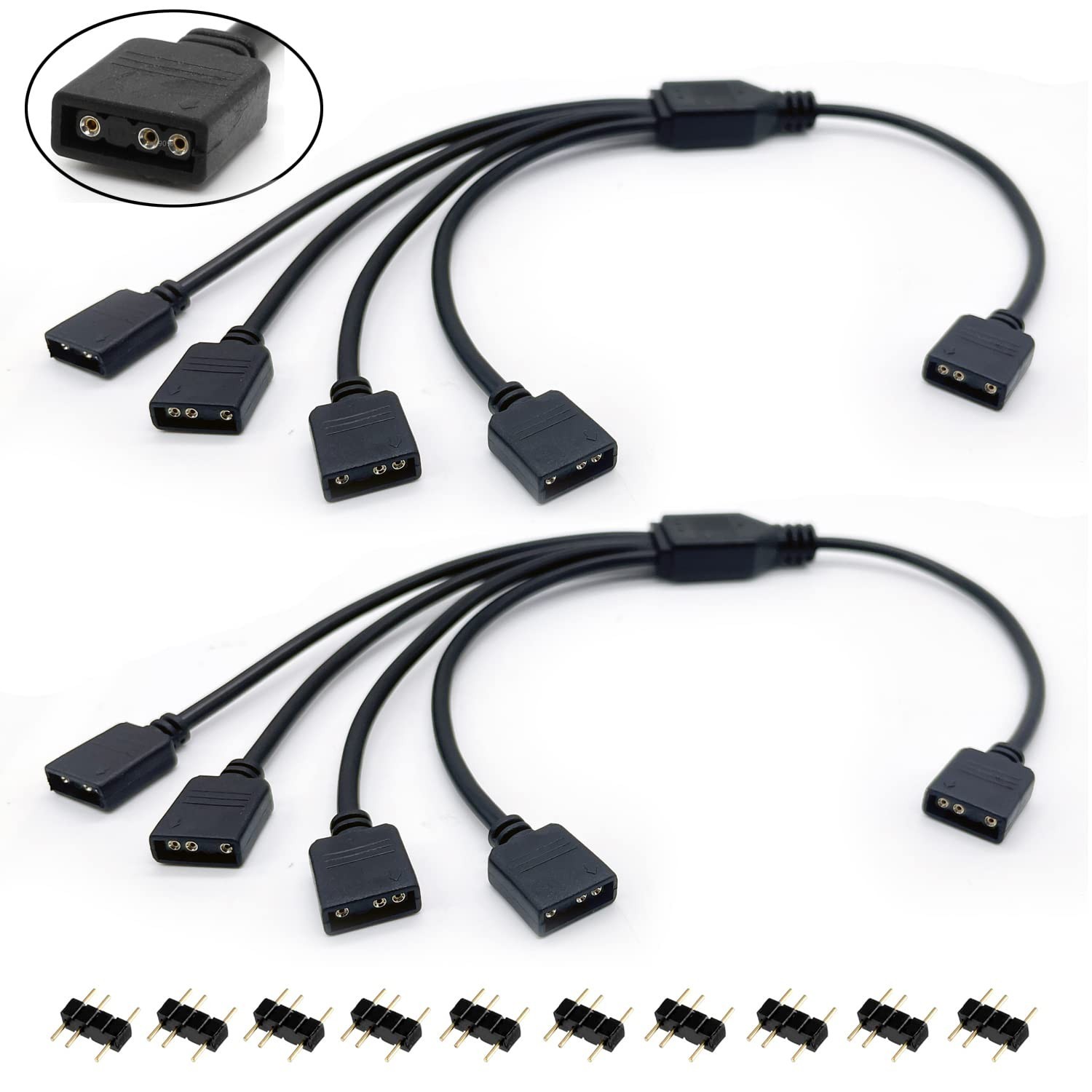 5 Pack Universal 4 Pin Buckled Cable 20cm Wire Connector For PC Fan