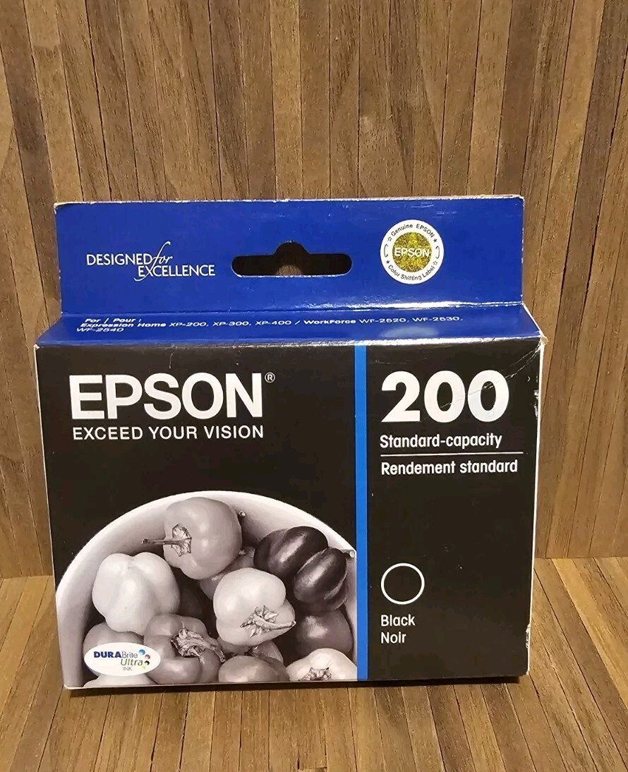 Genuine OEM Epson 200 (1-PK) Ink Cartridge -Black T200120 - EXP 01/2016