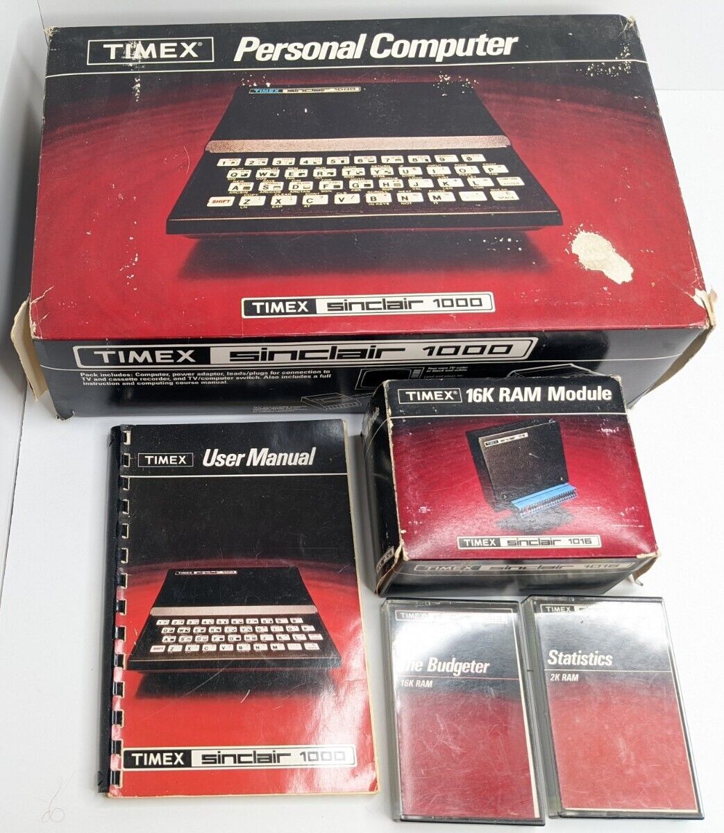 Vintage Timex Sinclair 1000 Bundle 16k RAM Module Add-On 2 Cassettes Manuals